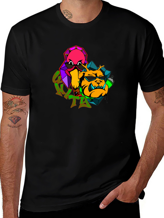 Cool Cartoon Graphic Black T-Shirt