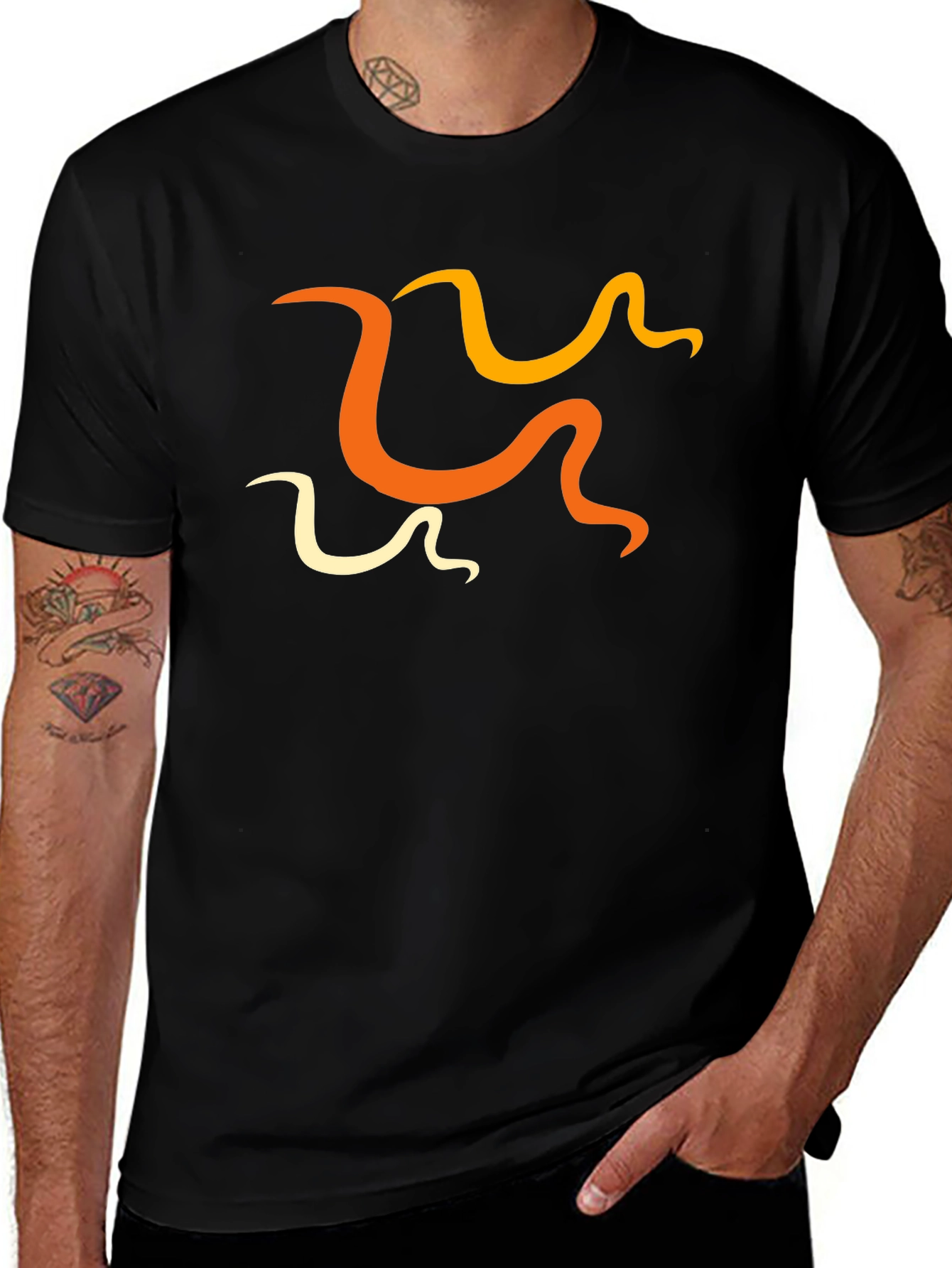 Abstract Swirl Design Black T-Shirt - Stylish Casual Wear