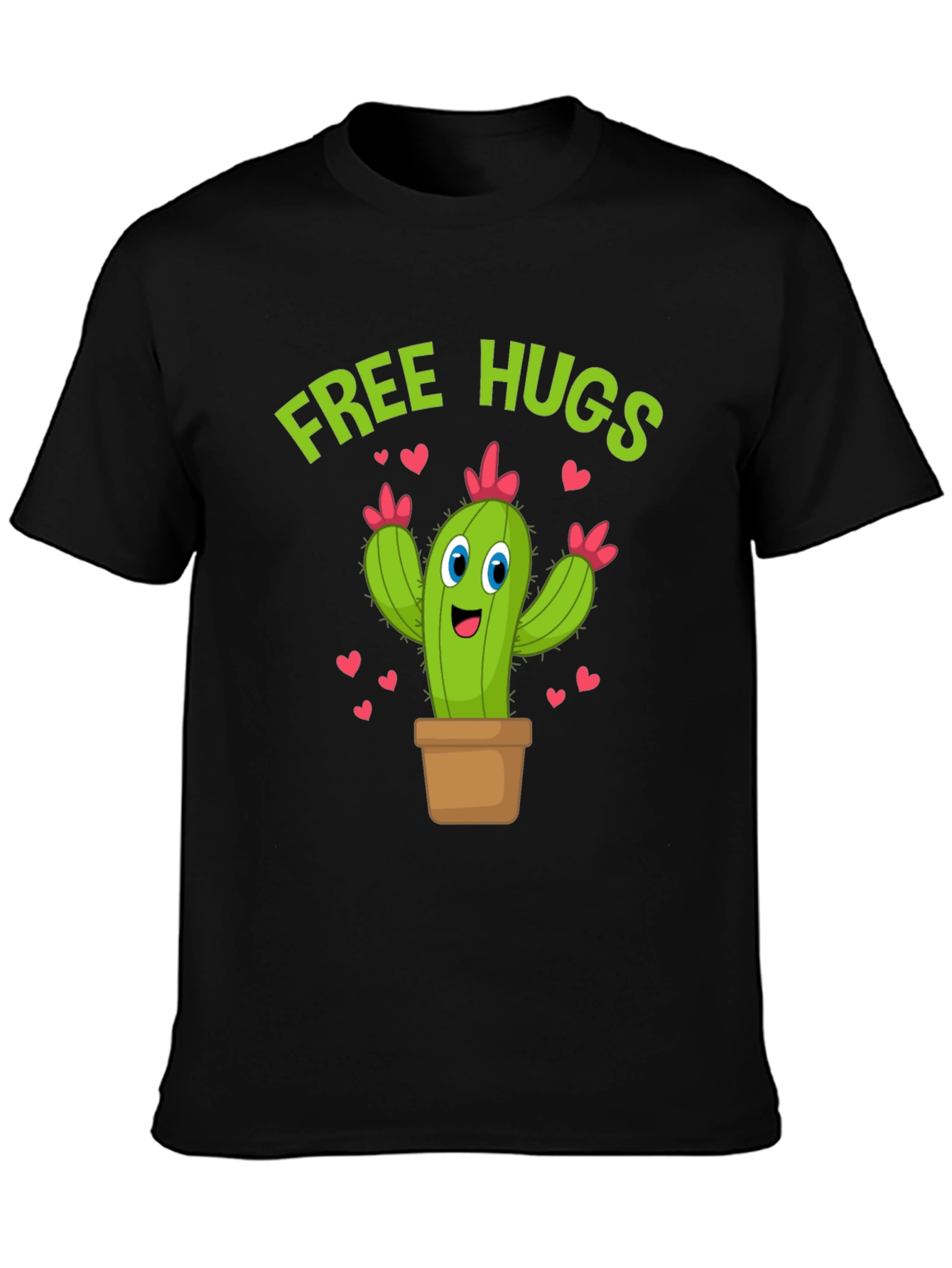 Free Hugs Cactus T-Shirt Funny Cartoon Tee
