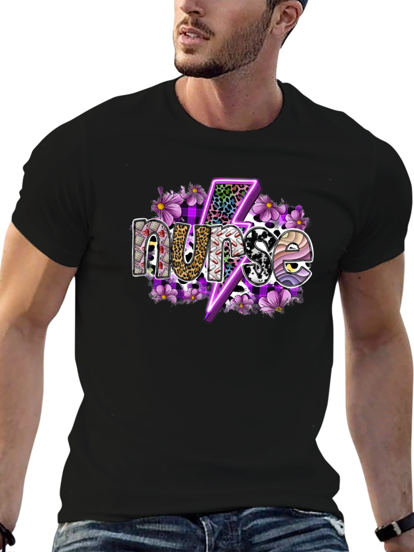 Nurse Lightning Bolt Graphic T-Shirt