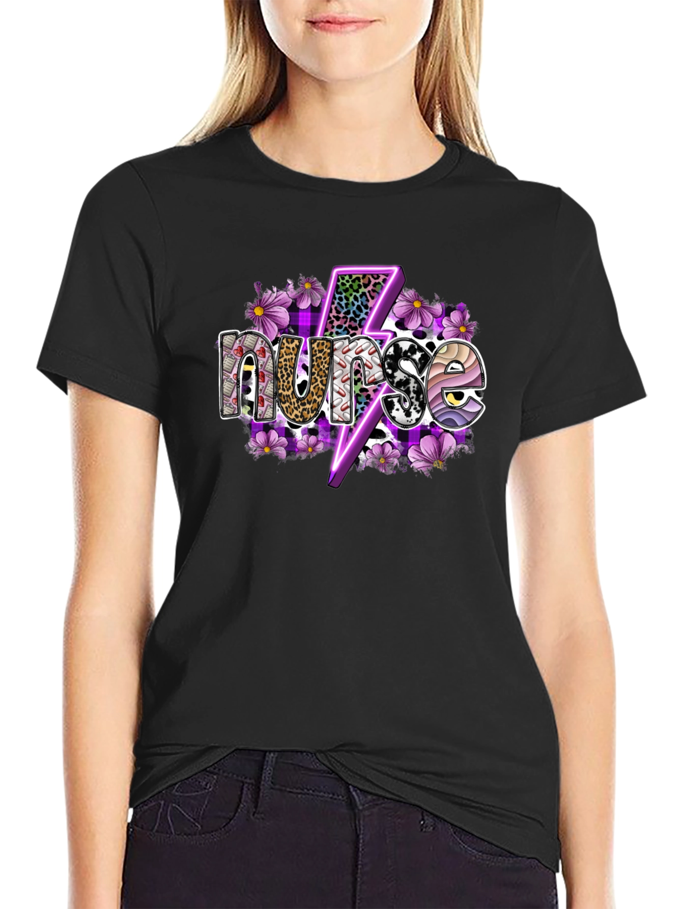 Nurse Lightning Bolt Graphic T-Shirt