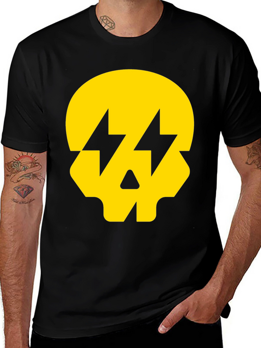 Skull Lightning Bolt Graphic T-Shirt - Bold & Edgy Design