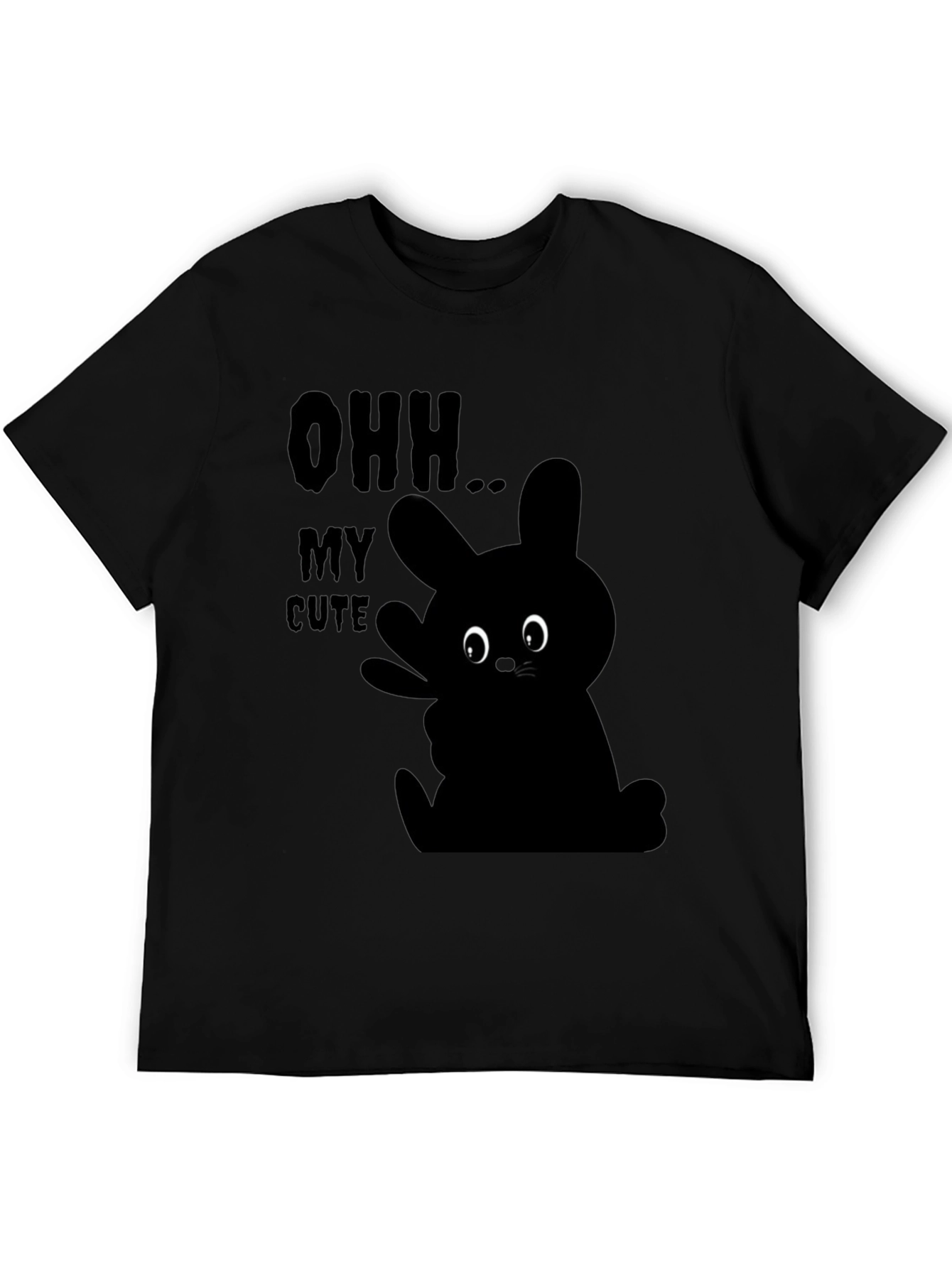 Cute Bunny Graphic Black T-Shirt