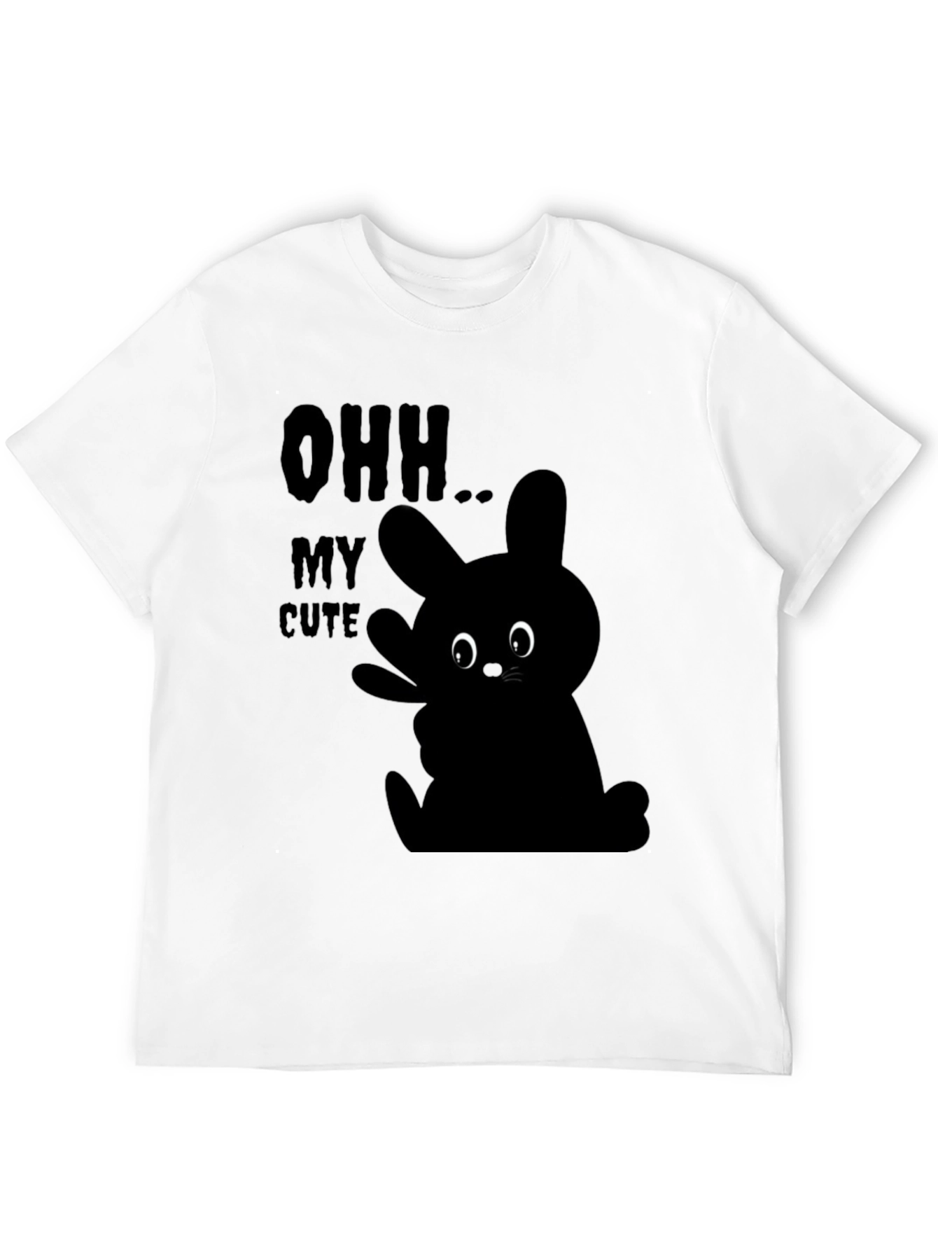 Cute Bunny Graphic Black T-Shirt