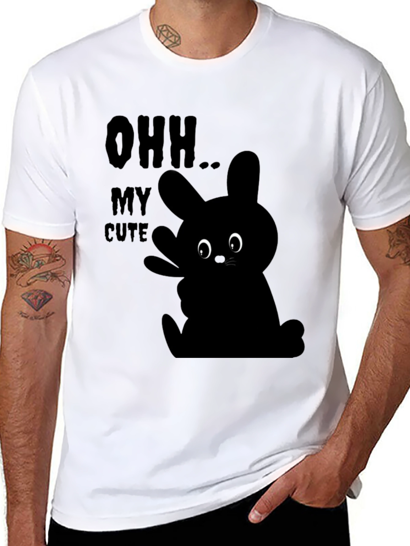 Cute Bunny Graphic Black T-Shirt
