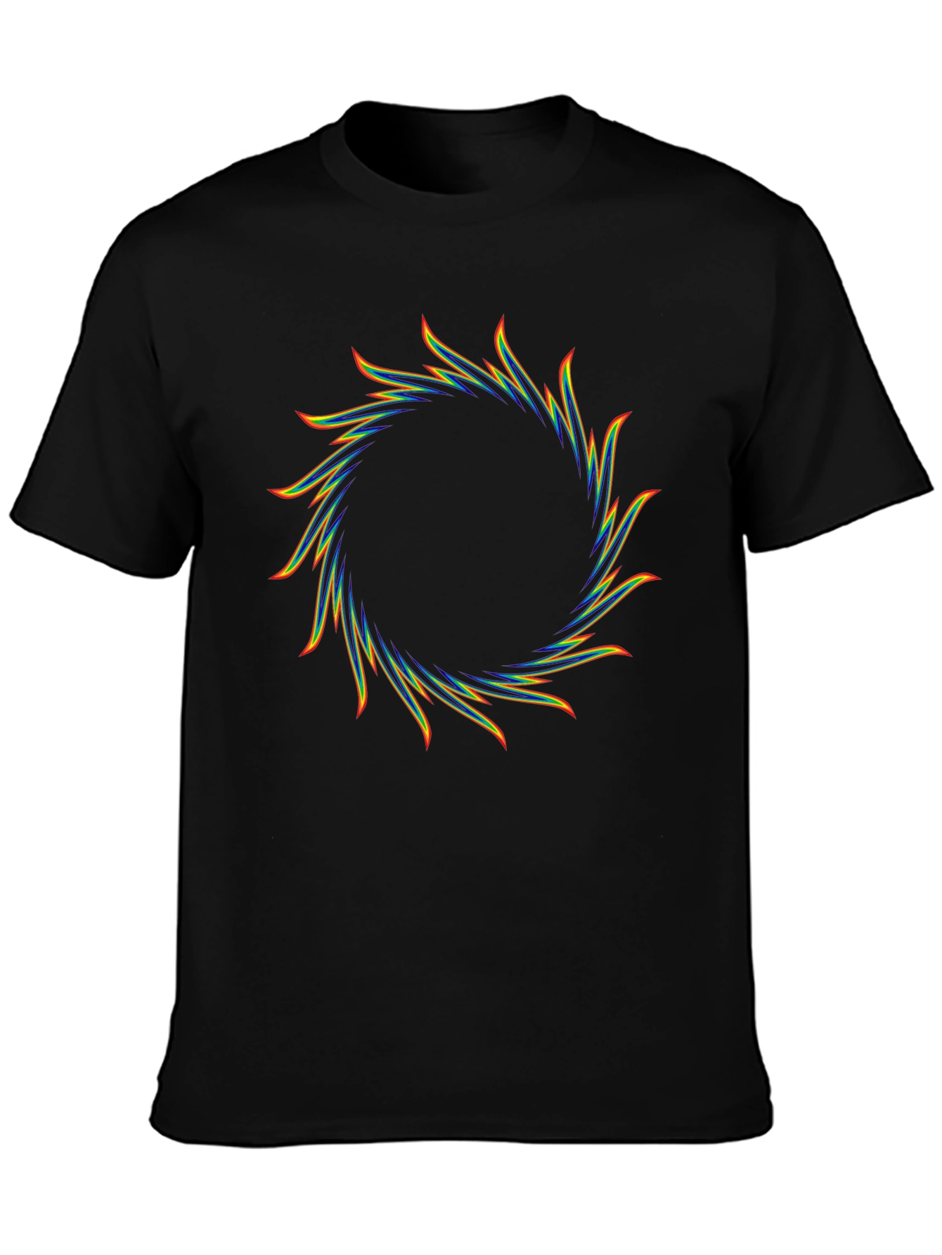 Rainbow Sunburst Black T-Shirt - Graphic Tee