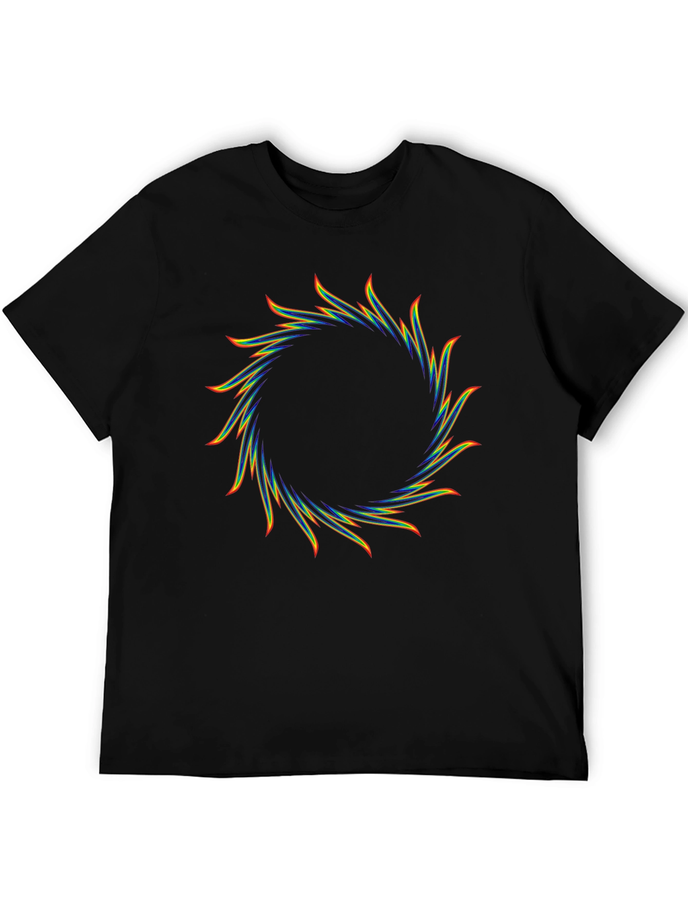Rainbow Sunburst Black T-Shirt - Graphic Tee