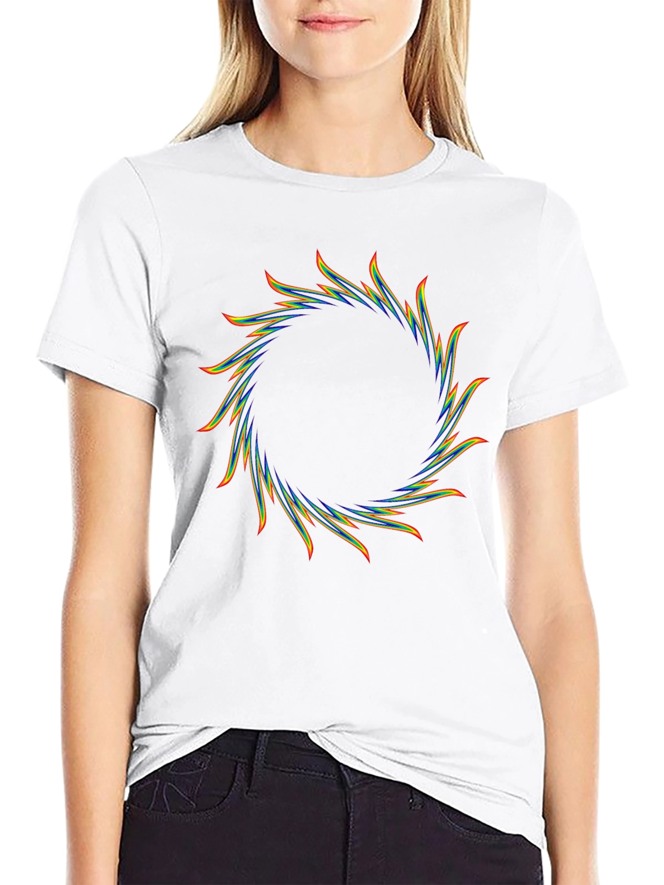 Rainbow Sunburst Black T-Shirt - Graphic Tee
