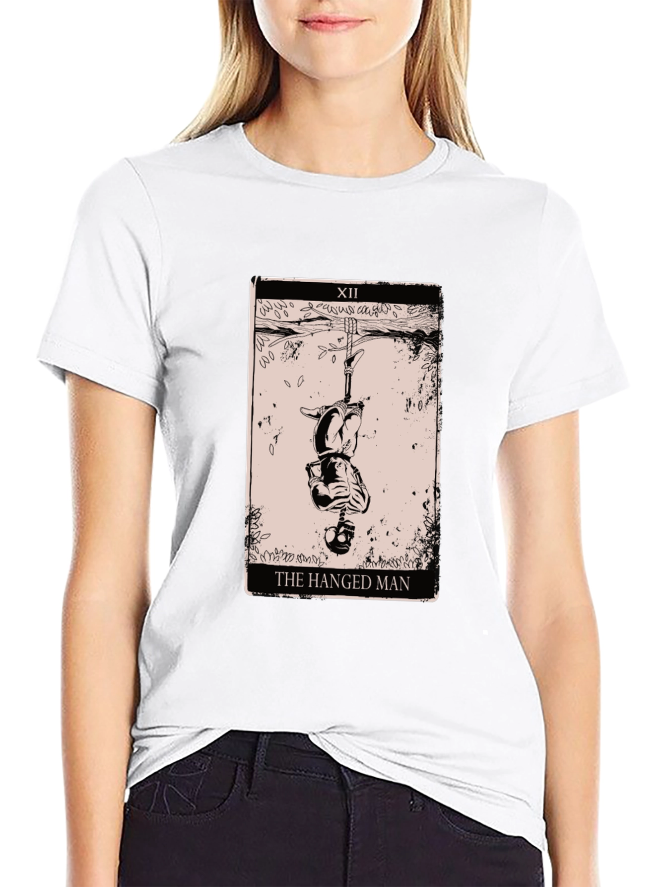 The Hanged Man Tarot Card Graphic Tee - Black