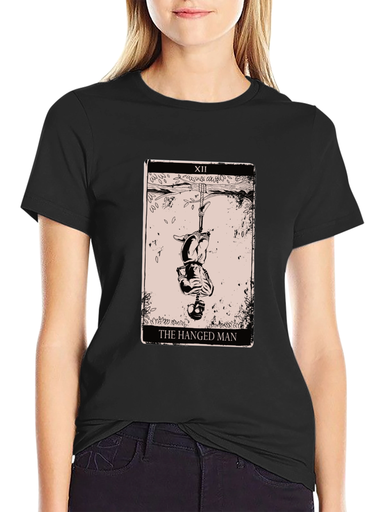 The Hanged Man Tarot Card Graphic Tee - Black