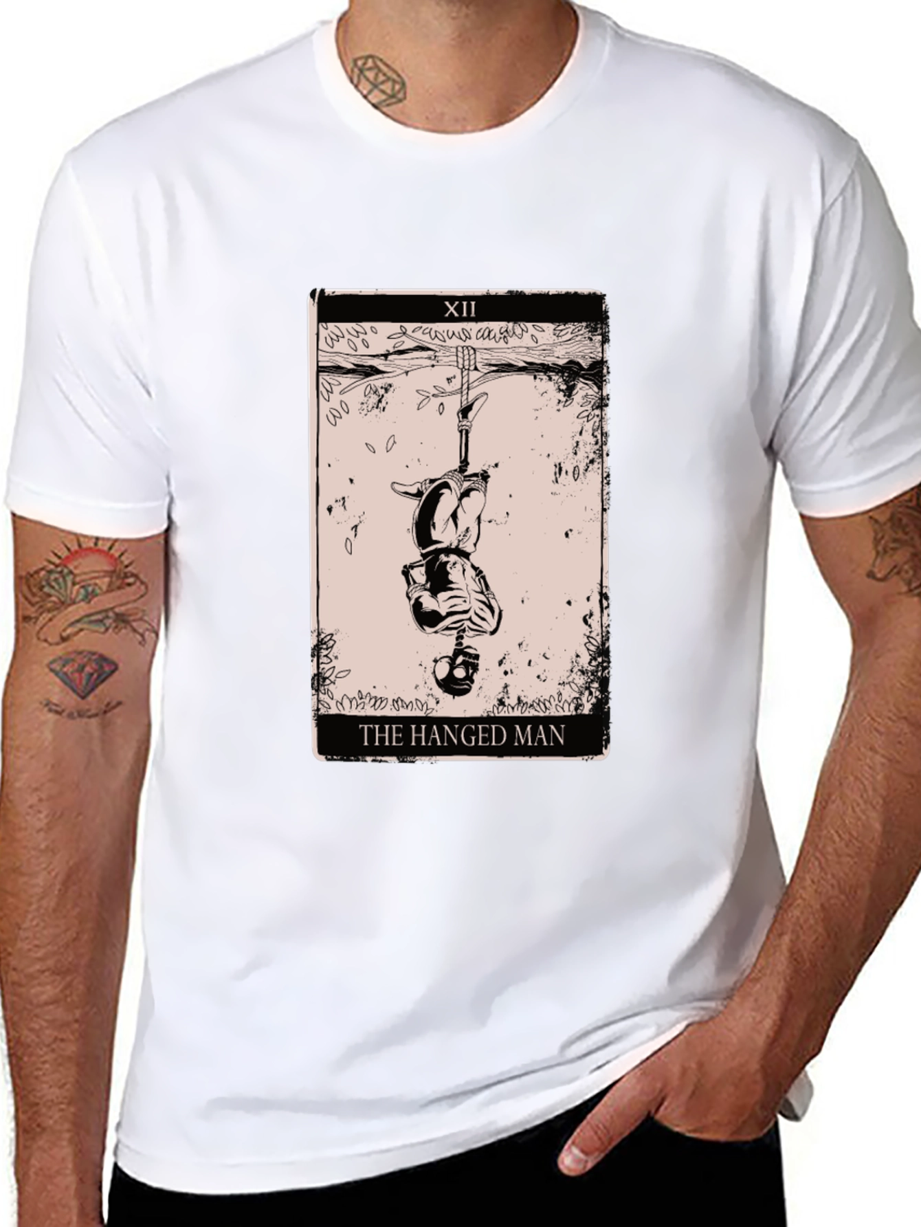 The Hanged Man Tarot Card Graphic Tee - Black