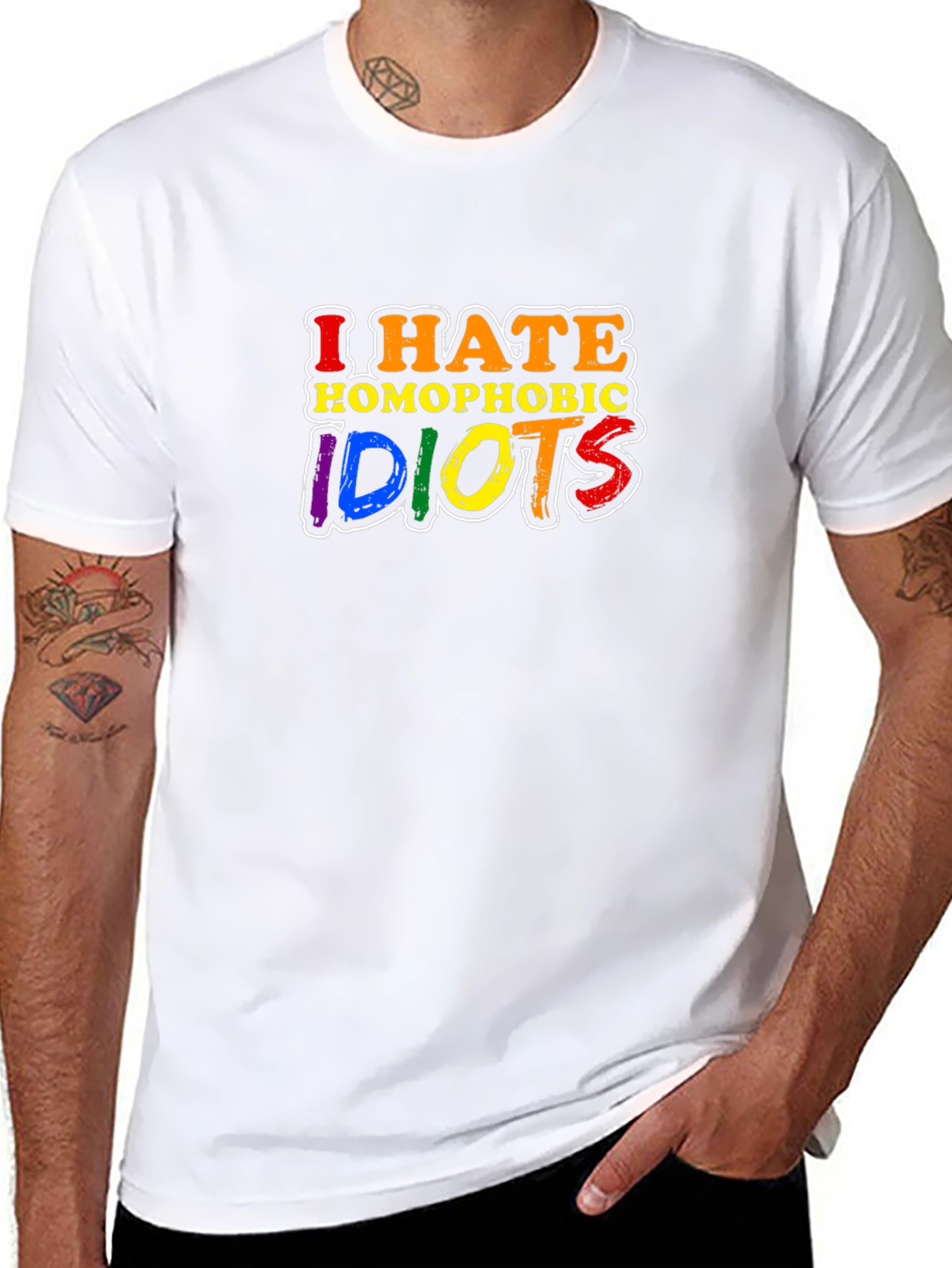 I Hate Homophobic Idiots T-Shirt LGBTQ Pride
