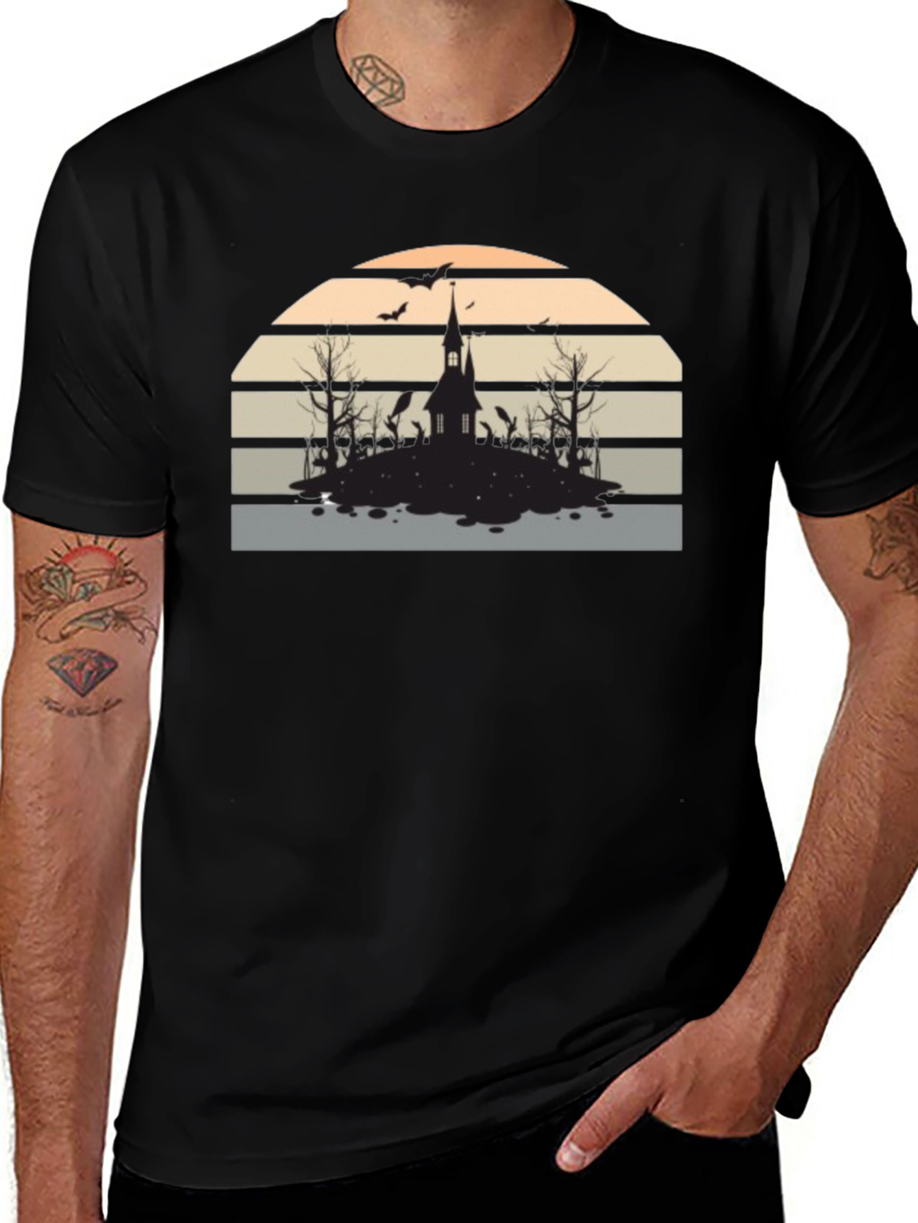 Spooky Sunset Graphic Tee - Halloween Ready!