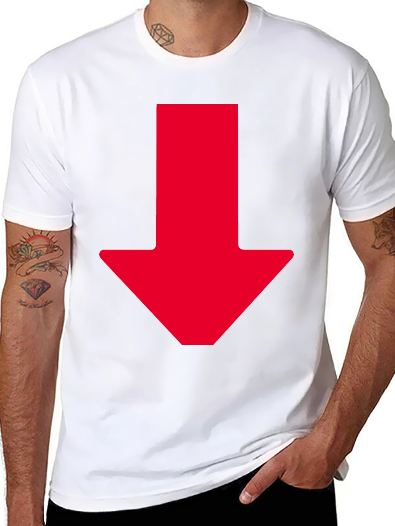 Red Arrow Graphic Tee - Down Direction Shirt
