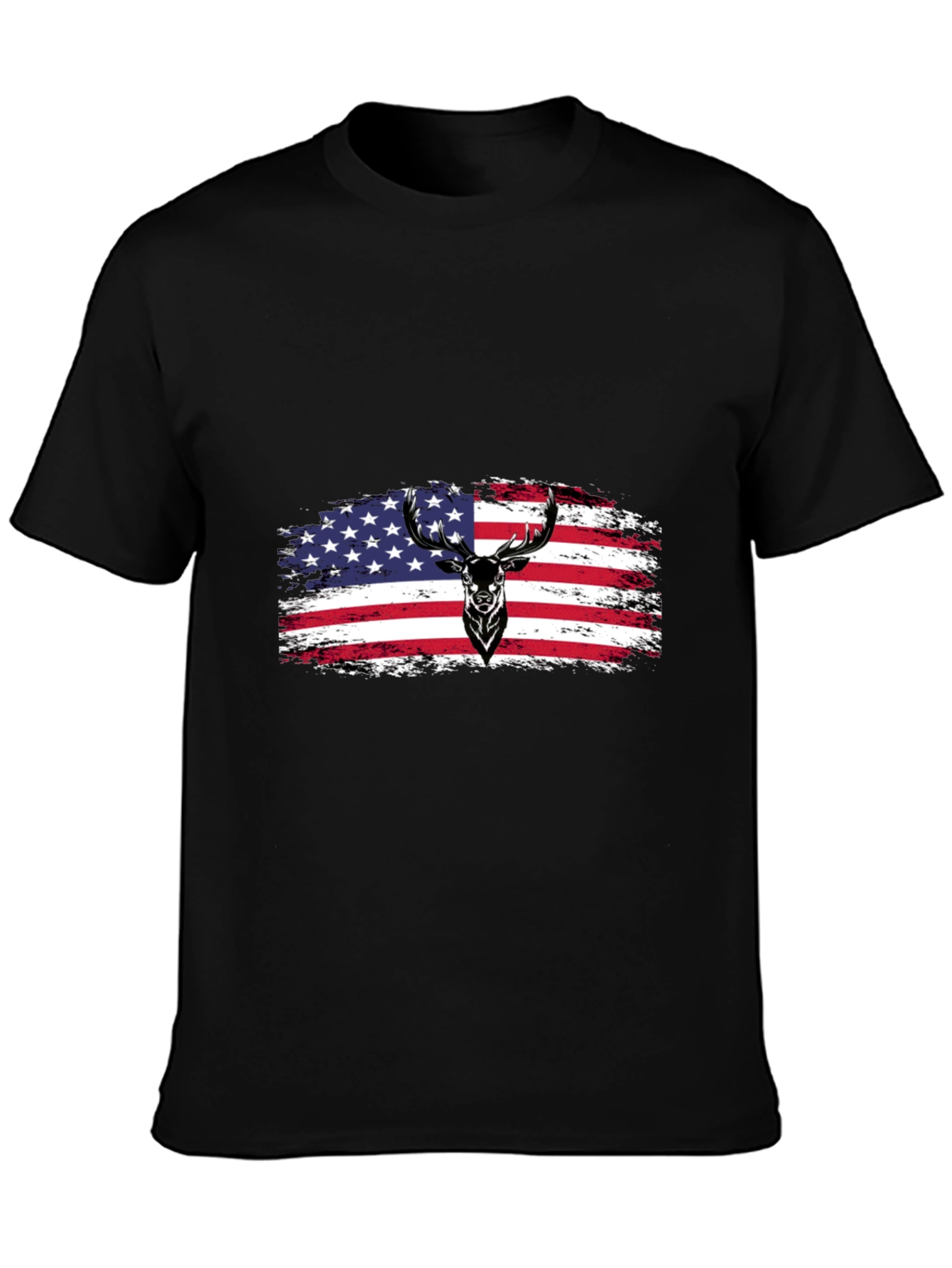 American Flag Deer Graphic T-Shirt - Patriotic Style