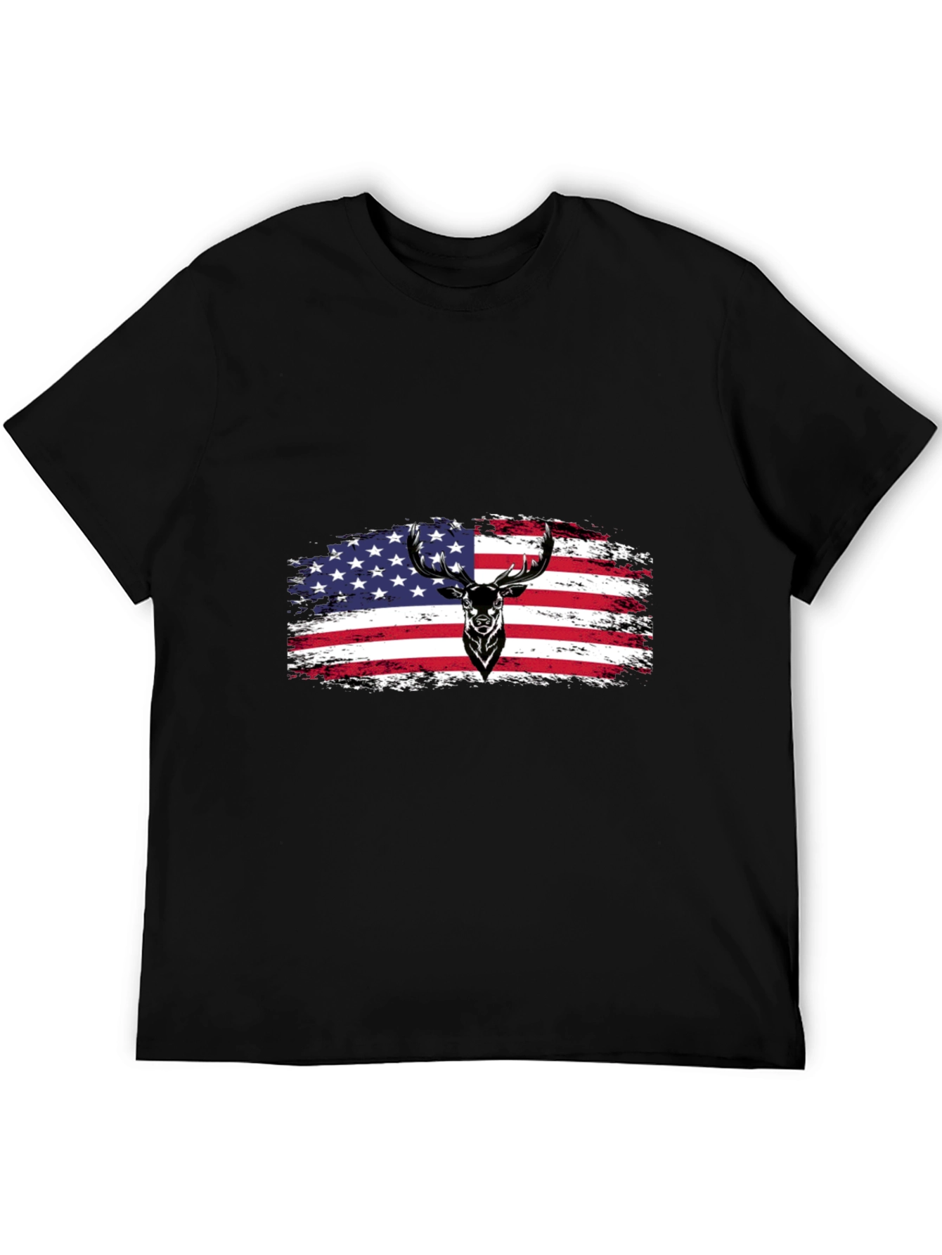 American Flag Deer Graphic T-Shirt - Patriotic Style