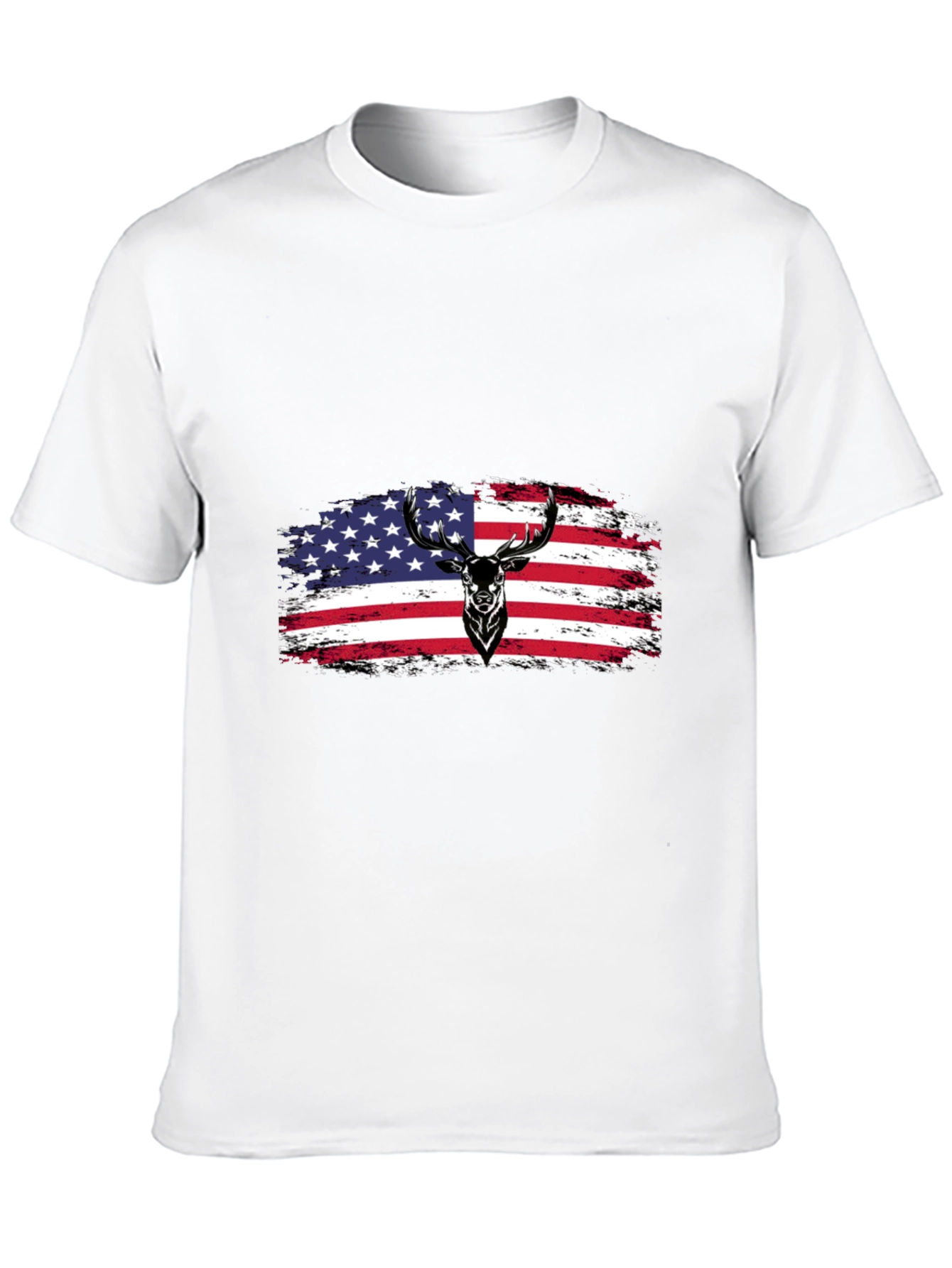 American Flag Deer Graphic T-Shirt - Patriotic Style