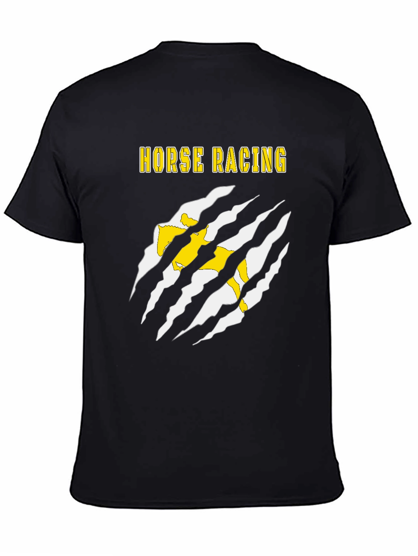 Horse Racing Graphic Tee - Black Cotton T-Shirt