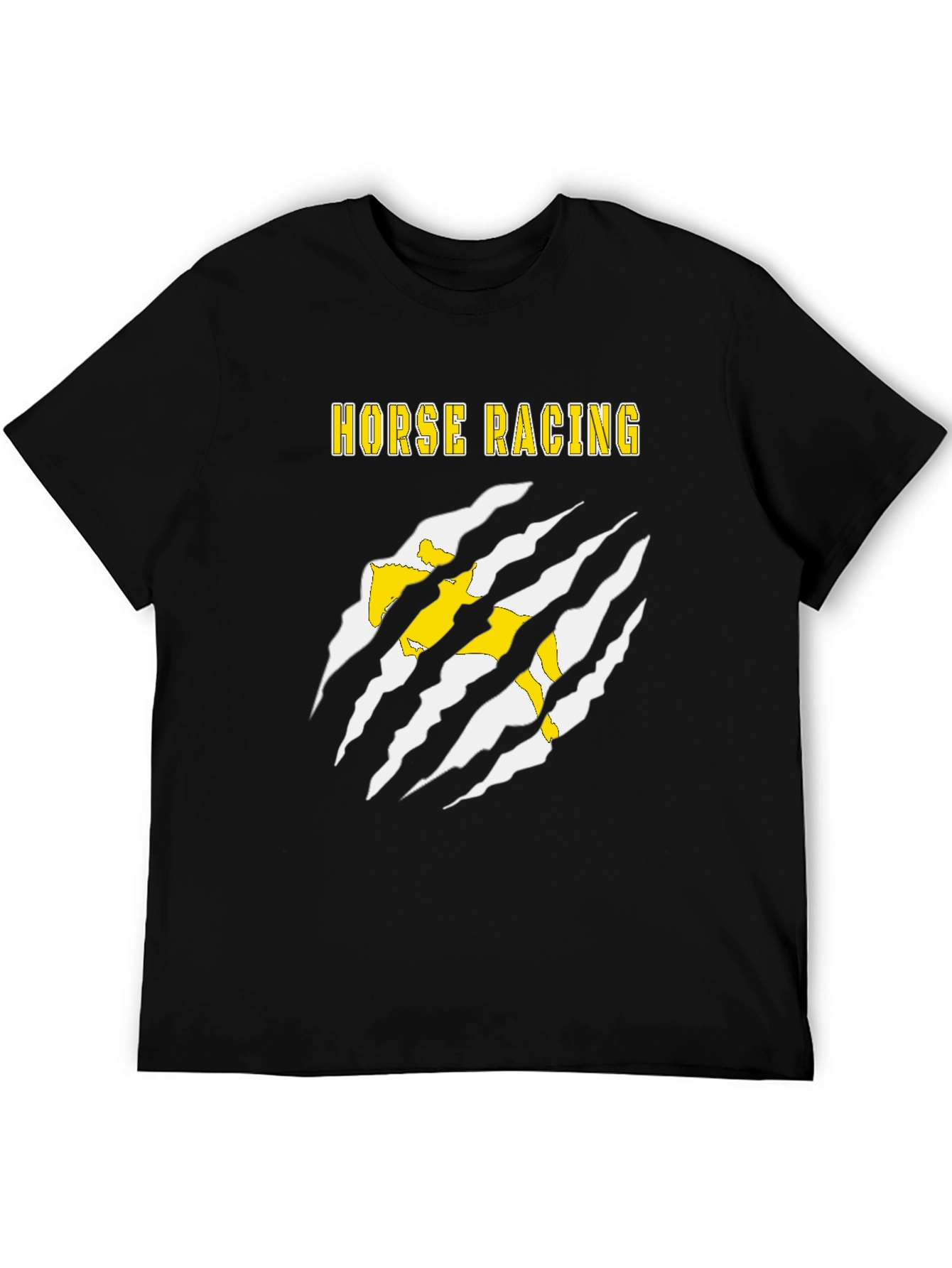 Horse Racing Graphic Tee - Black Cotton T-Shirt