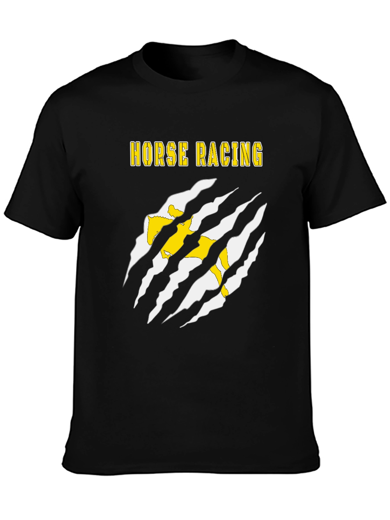 Horse Racing Graphic Tee - Black Cotton T-Shirt