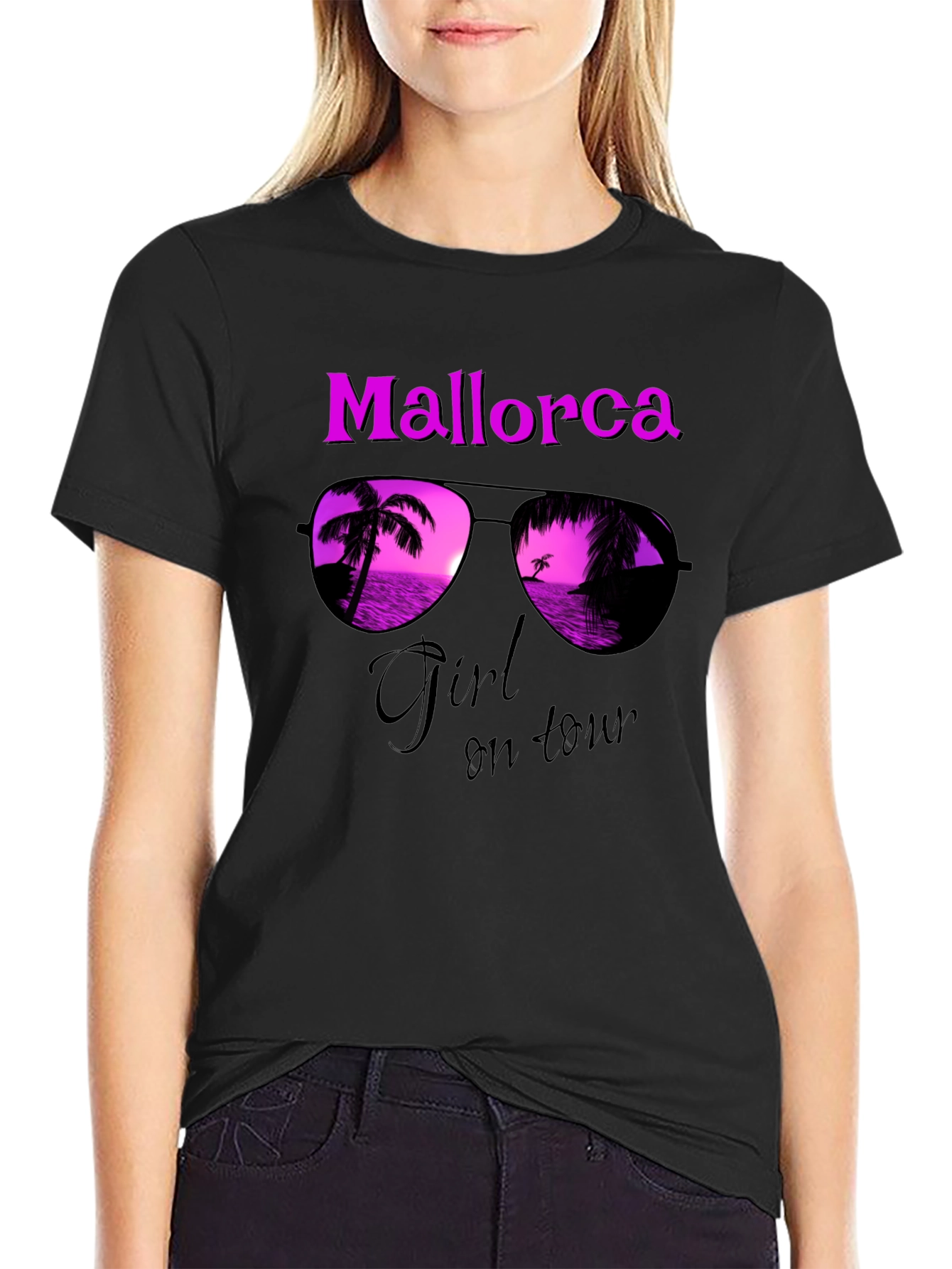 Mallorca Girl on Tour Black T-Shirt