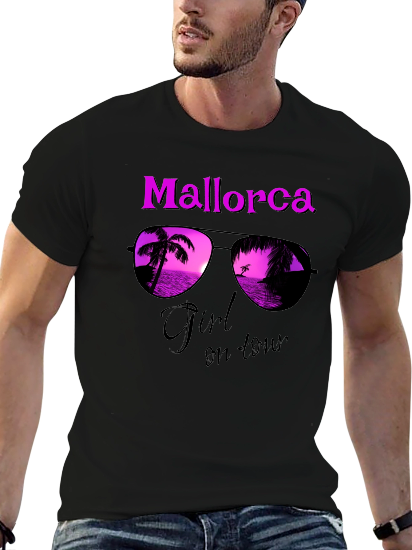 Mallorca Girl on Tour Black T-Shirt