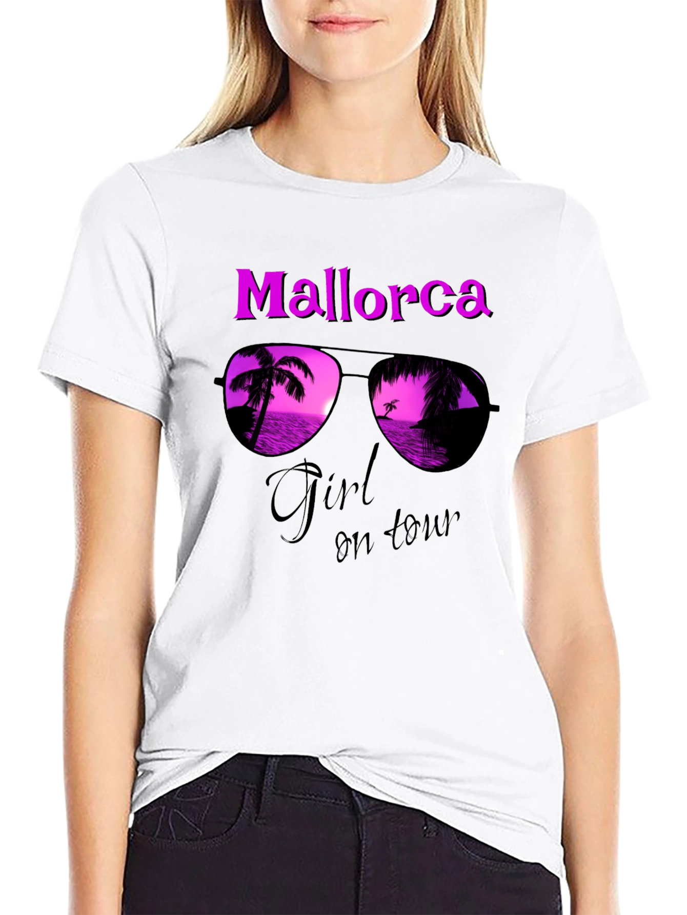 Mallorca Girl on Tour Black T-Shirt