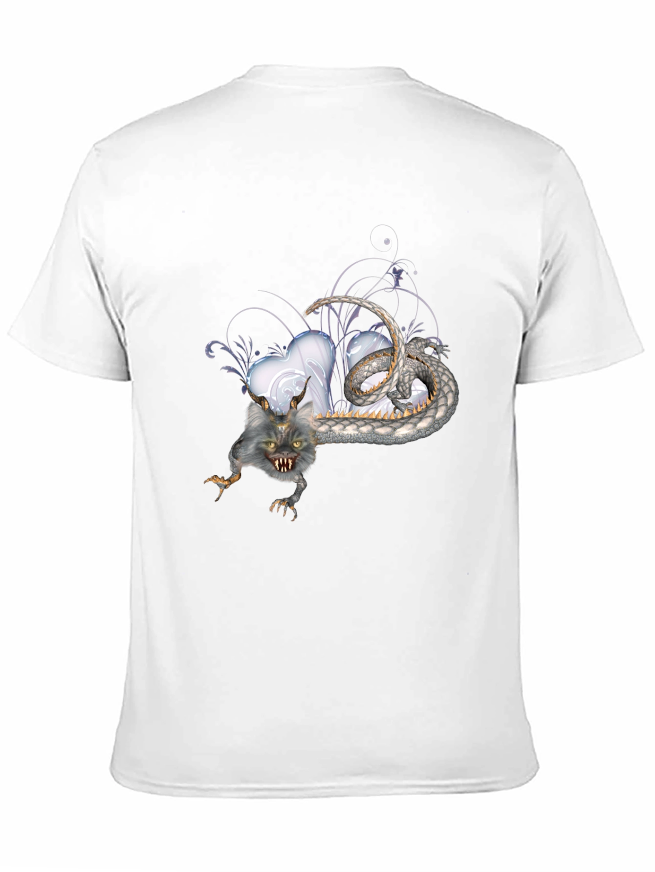 Mens Black T-Shirt with Fantasy Creature Graphic
