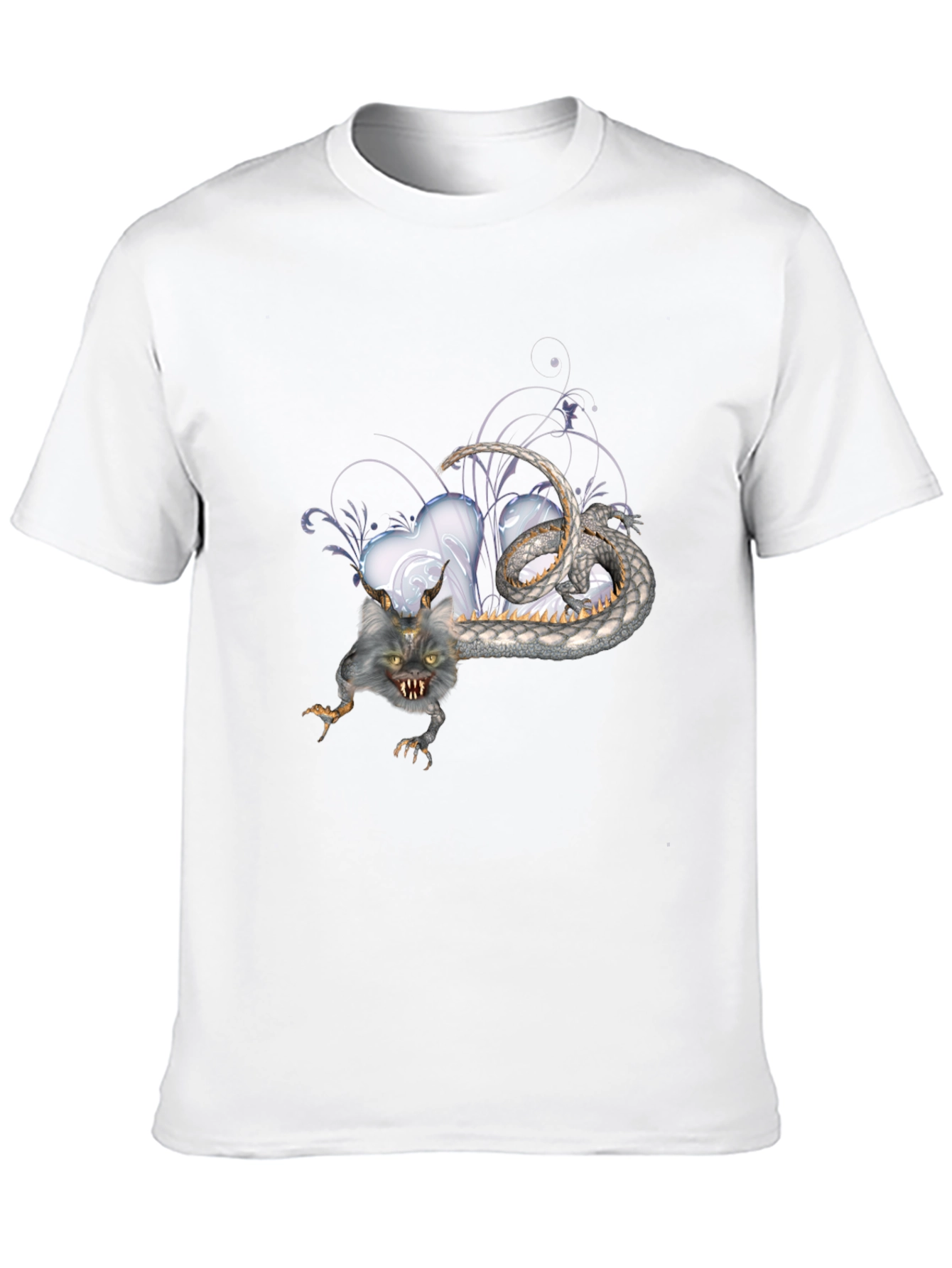 Mens Black T-Shirt with Fantasy Creature Graphic