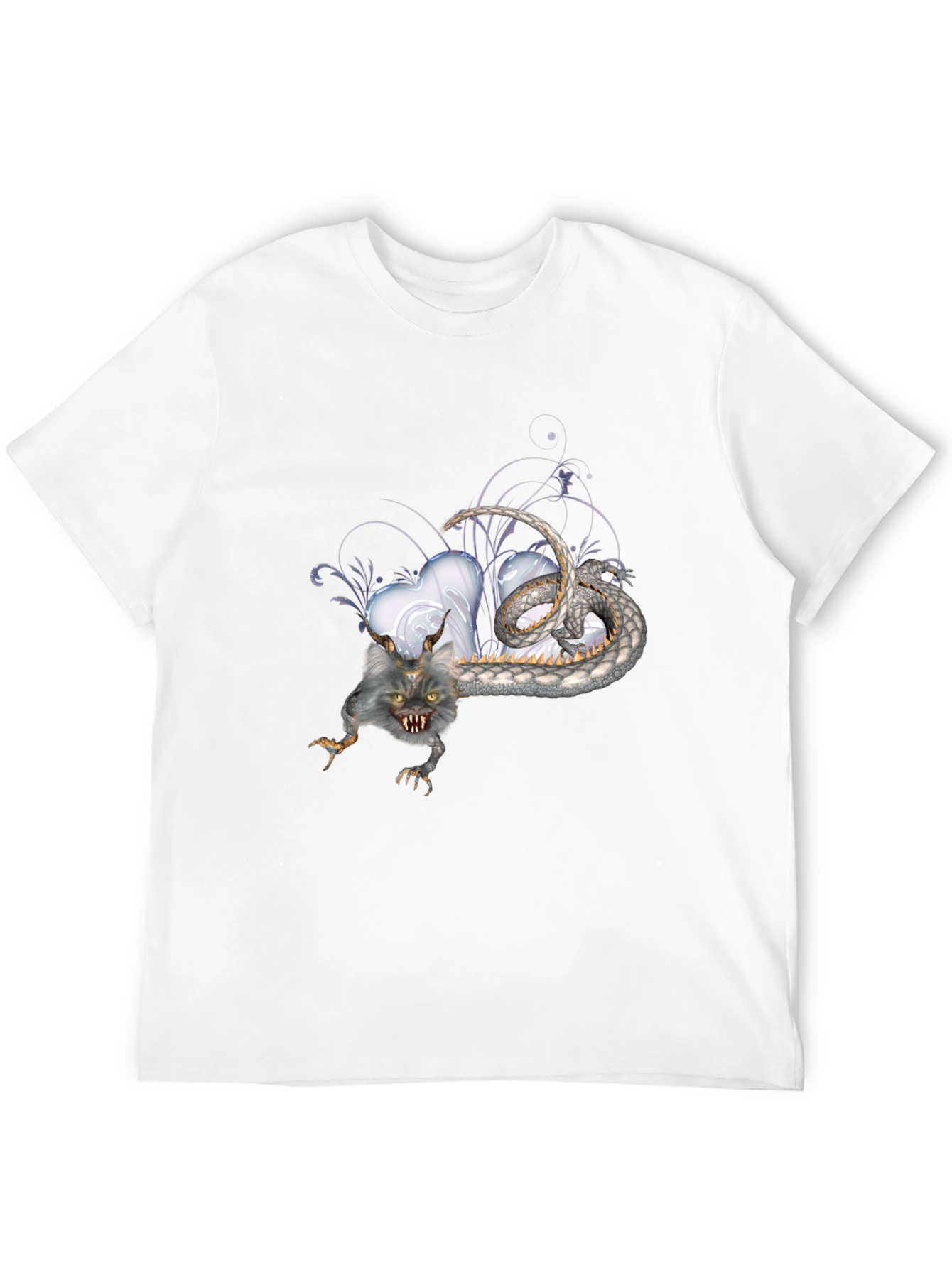 Mens Black T-Shirt with Fantasy Creature Graphic
