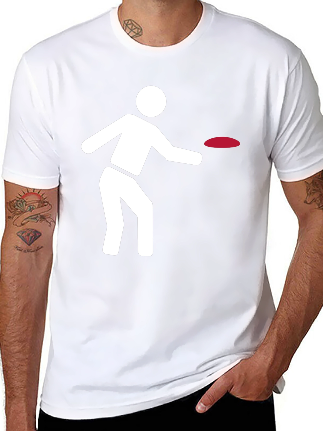 Frisbee Player Graphic Tee - Black Cotton Comfort