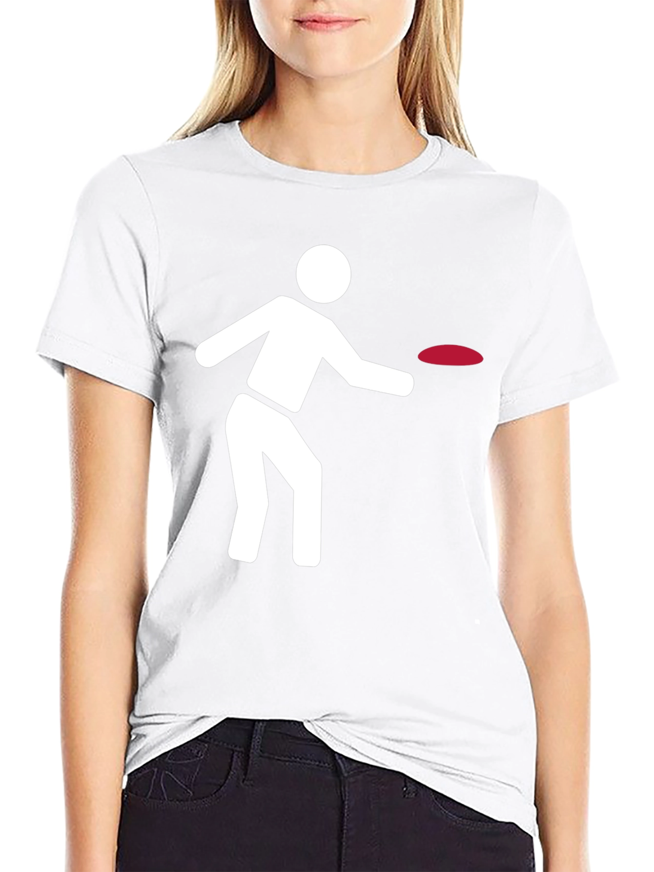 Frisbee Player Graphic Tee - Black Cotton Comfort