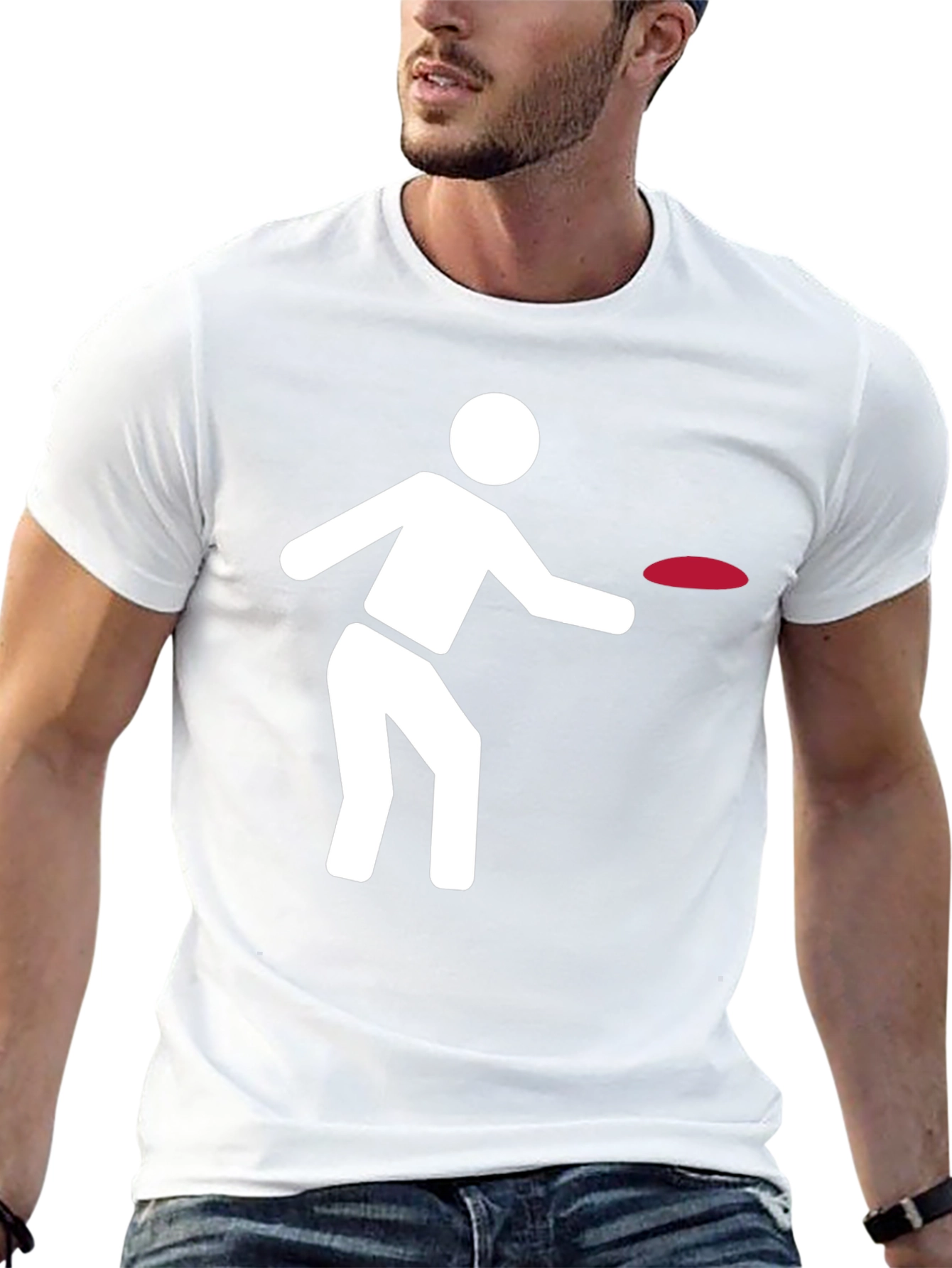 Frisbee Player Graphic Tee - Black Cotton Comfort