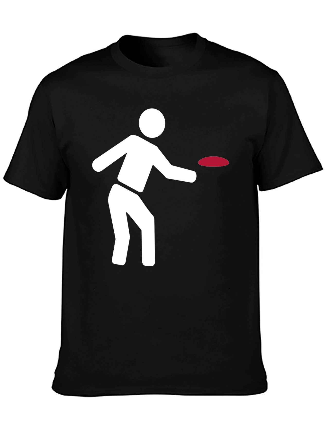 Frisbee Player Graphic Tee - Black Cotton Comfort