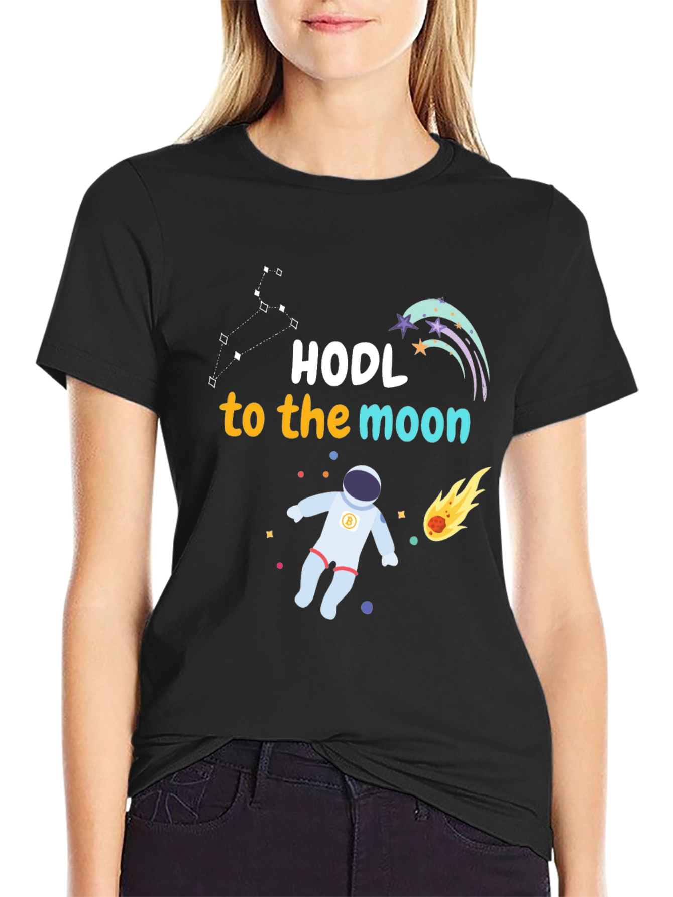 HODL to the Moon Graphic Tee - Crypto Astronaut