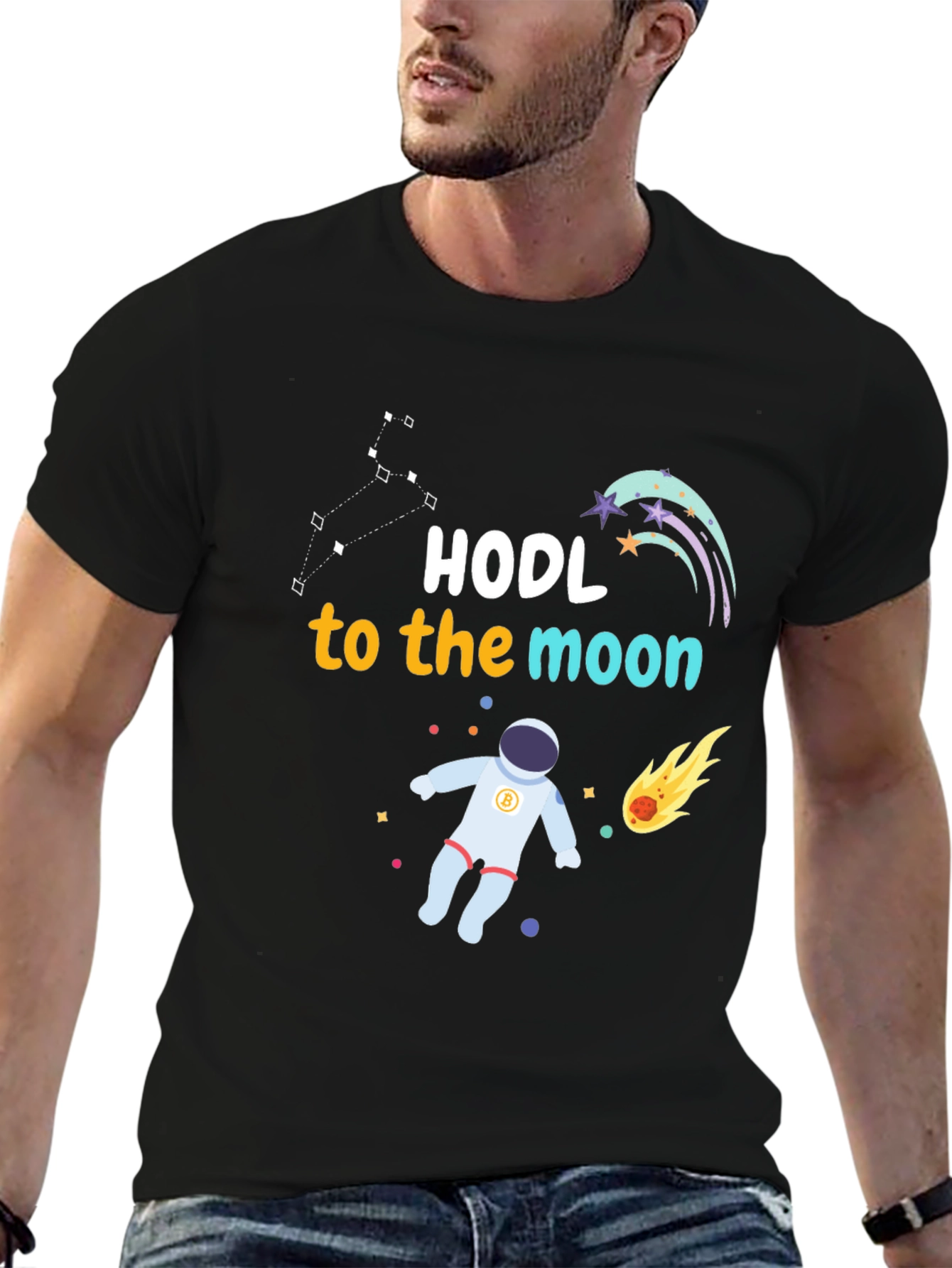 HODL to the Moon Graphic Tee - Crypto Astronaut