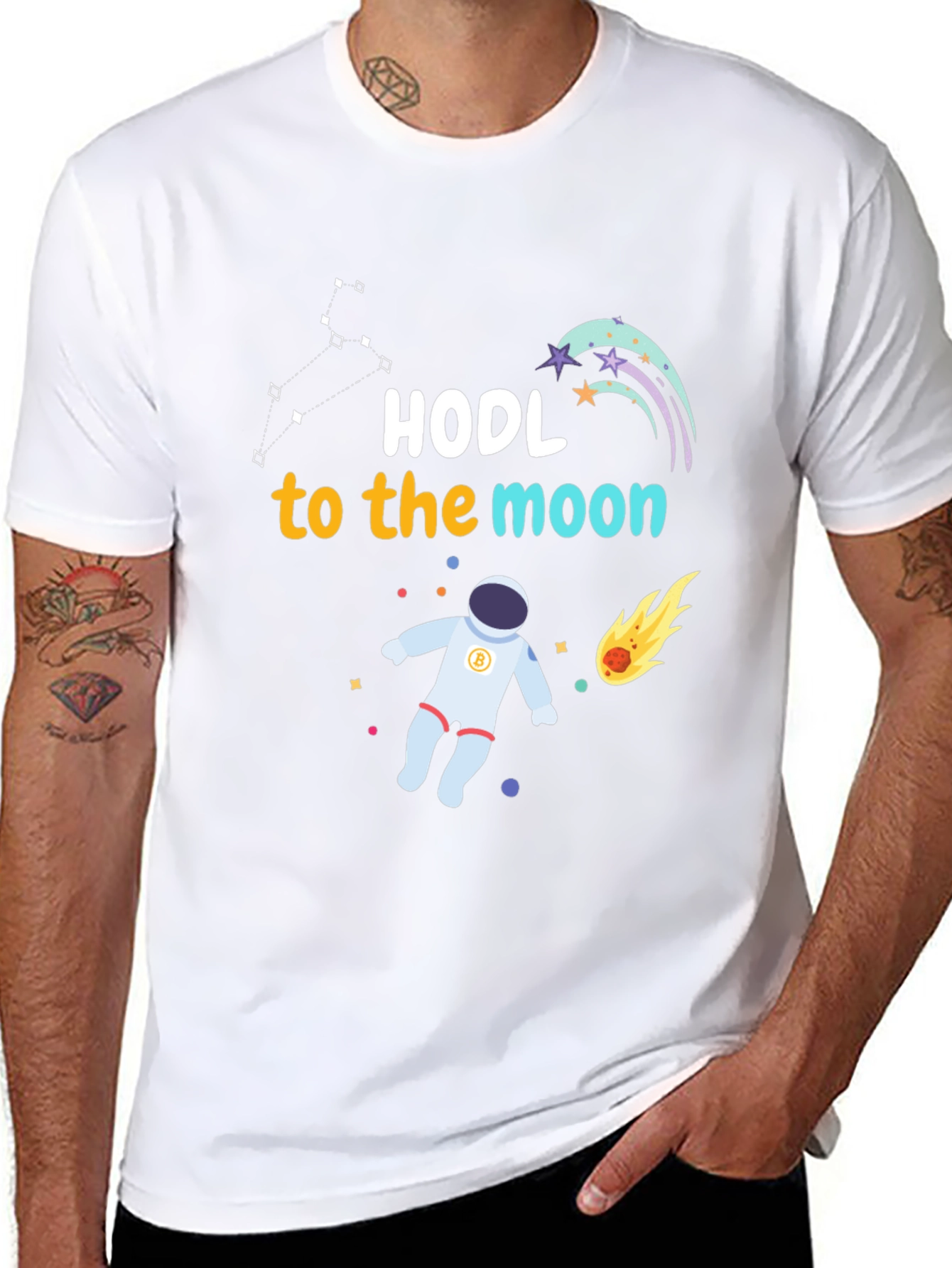 HODL to the Moon Graphic Tee - Crypto Astronaut