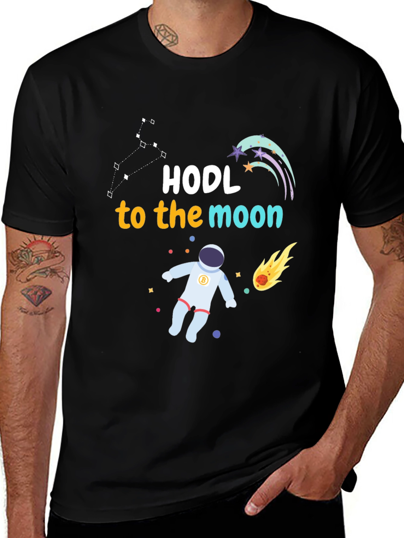 HODL to the Moon Graphic Tee - Crypto Astronaut