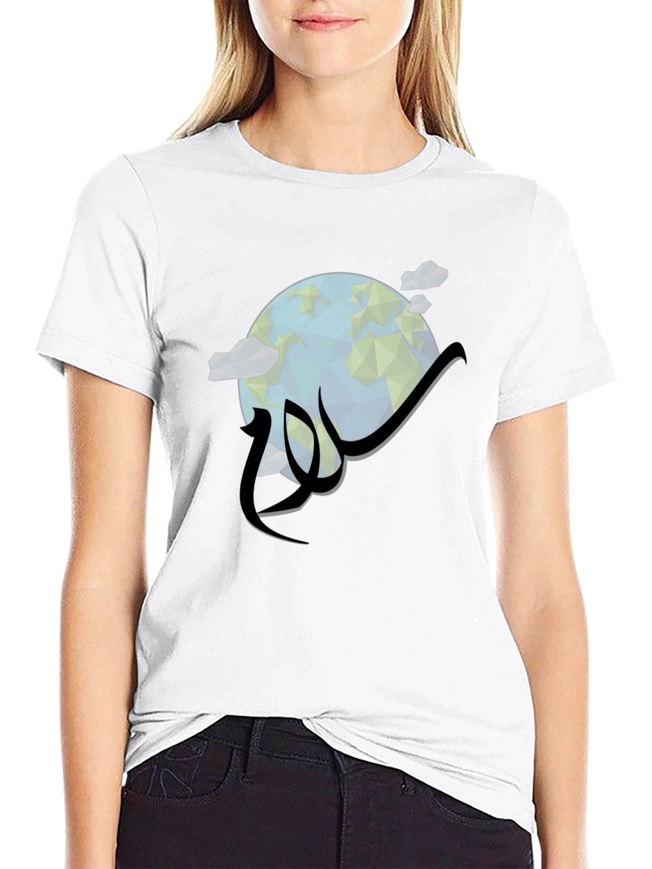 Geometric Earth Graphic Tee - Stylish Unisex Black T-Shirt