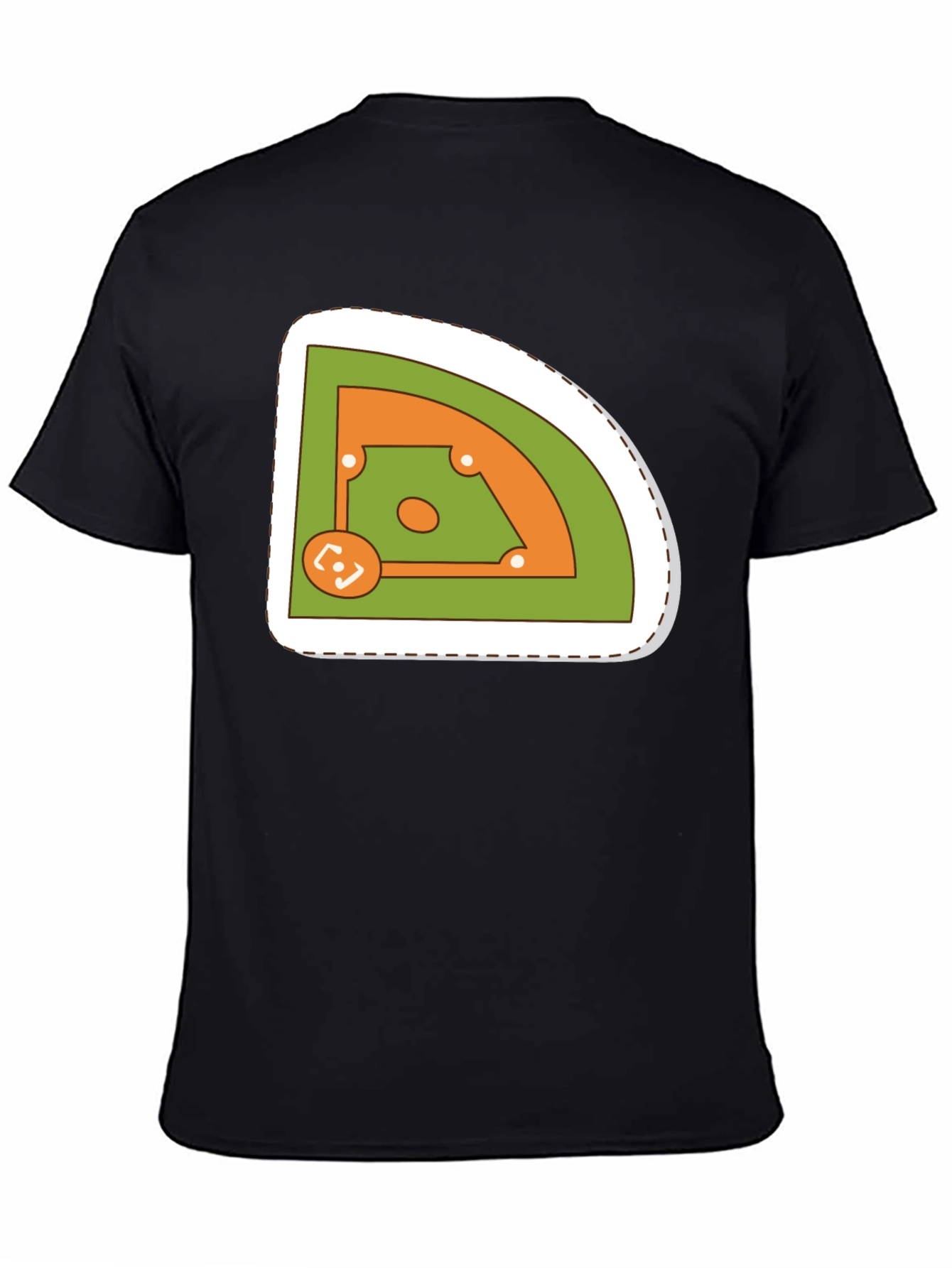 Baseball Field Graphic Tee - Black Cotton T-Shirt
