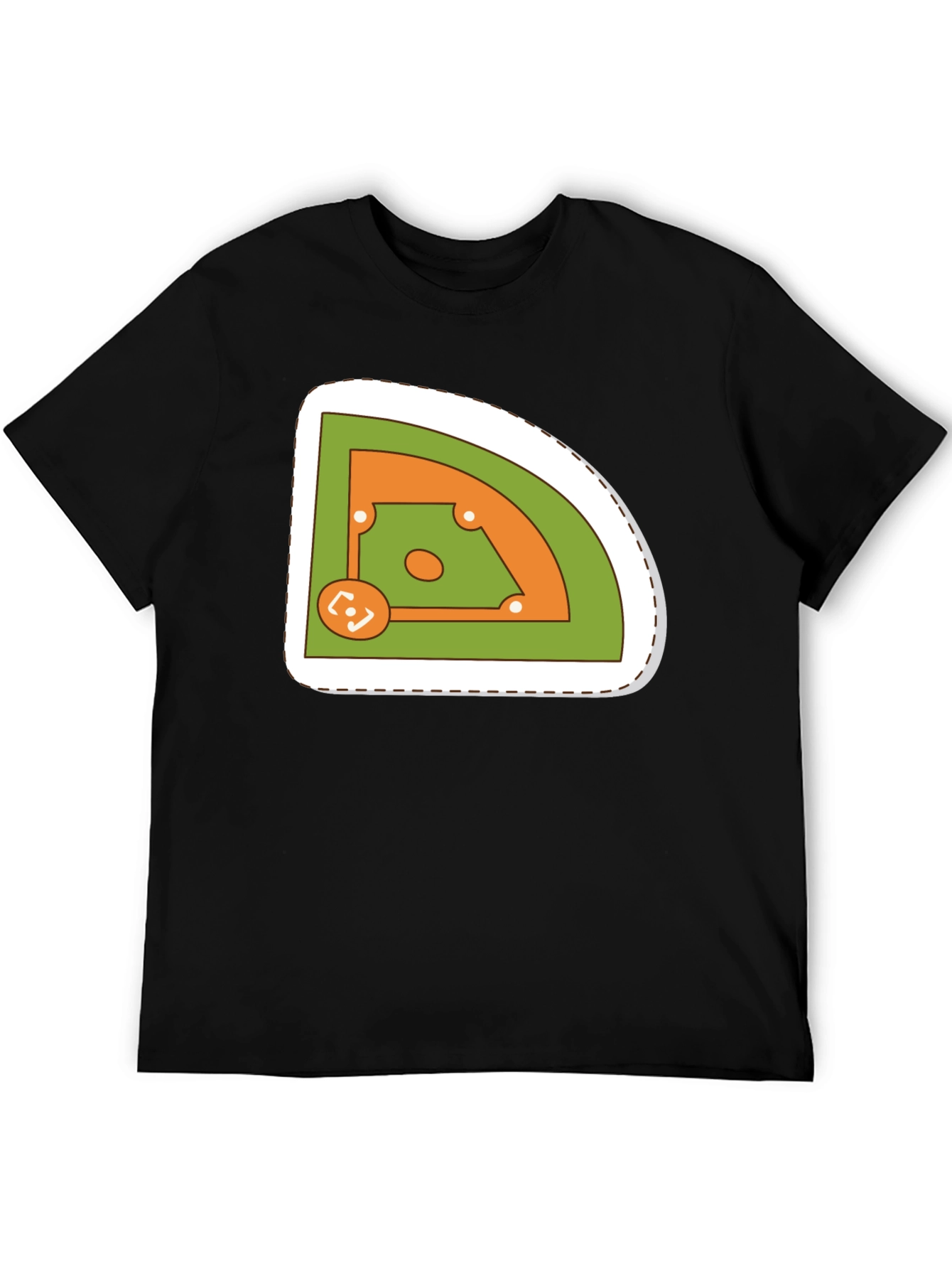 Baseball Field Graphic Tee - Black Cotton T-Shirt