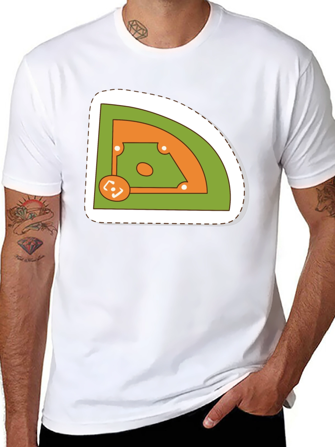 Baseball Field Graphic Tee - Black Cotton T-Shirt