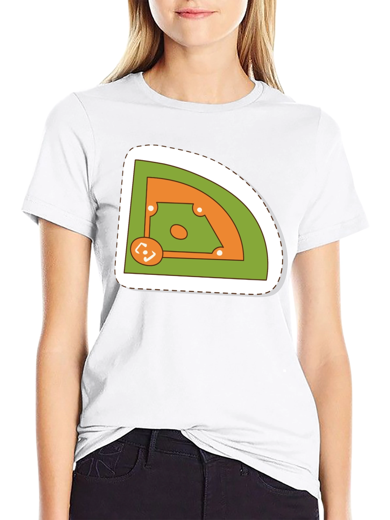 Baseball Field Graphic Tee - Black Cotton T-Shirt