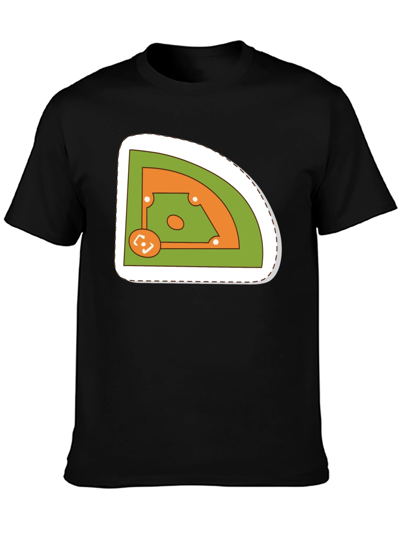 Baseball Field Graphic Tee - Black Cotton T-Shirt