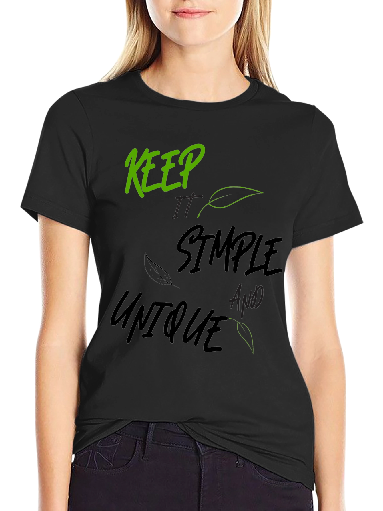 Keep It Simple Unique Graphic Tee - Black
