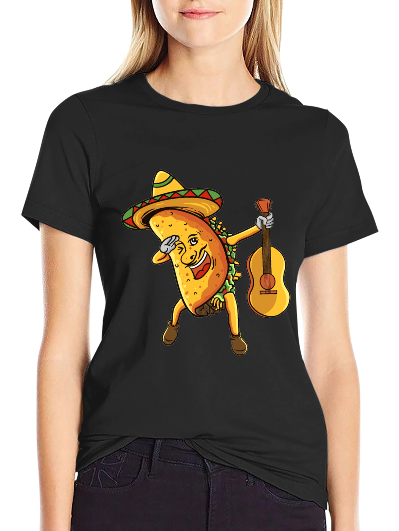 Funny Taco Dabbing with Guitar Graphic Tee