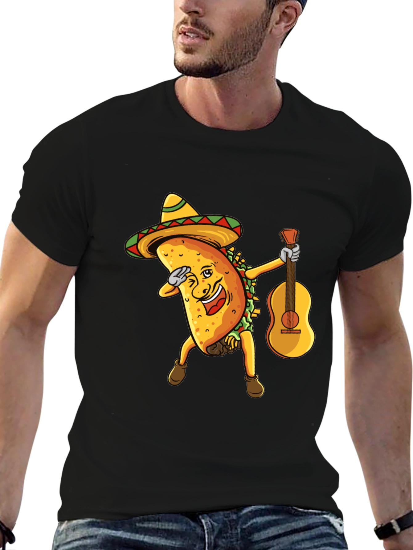 Funny Taco Dabbing with Guitar Graphic Tee