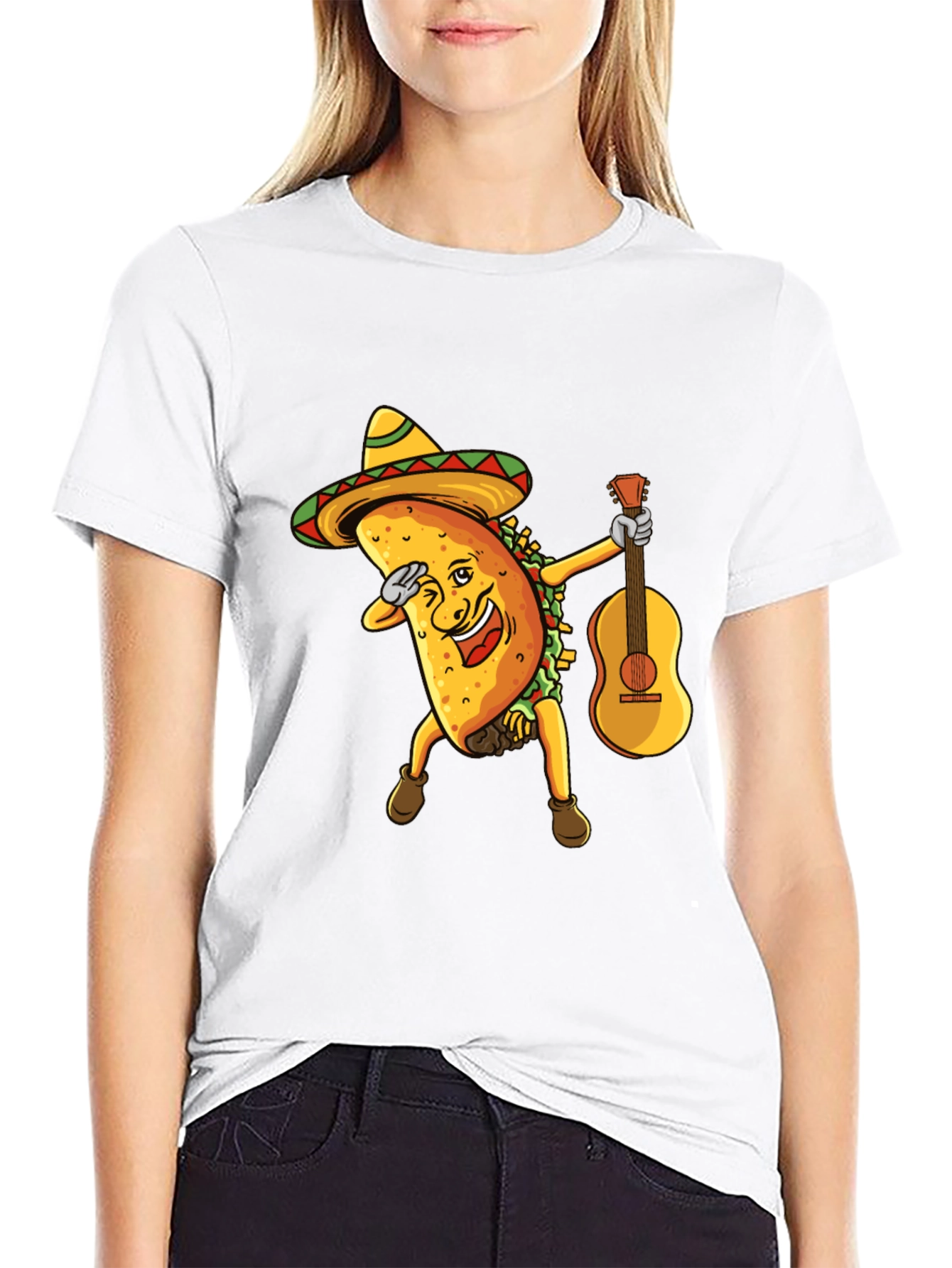 Funny Taco Dabbing with Guitar Graphic Tee