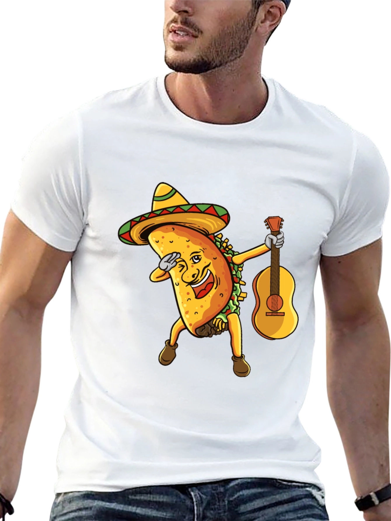 Funny Taco Dabbing with Guitar Graphic Tee