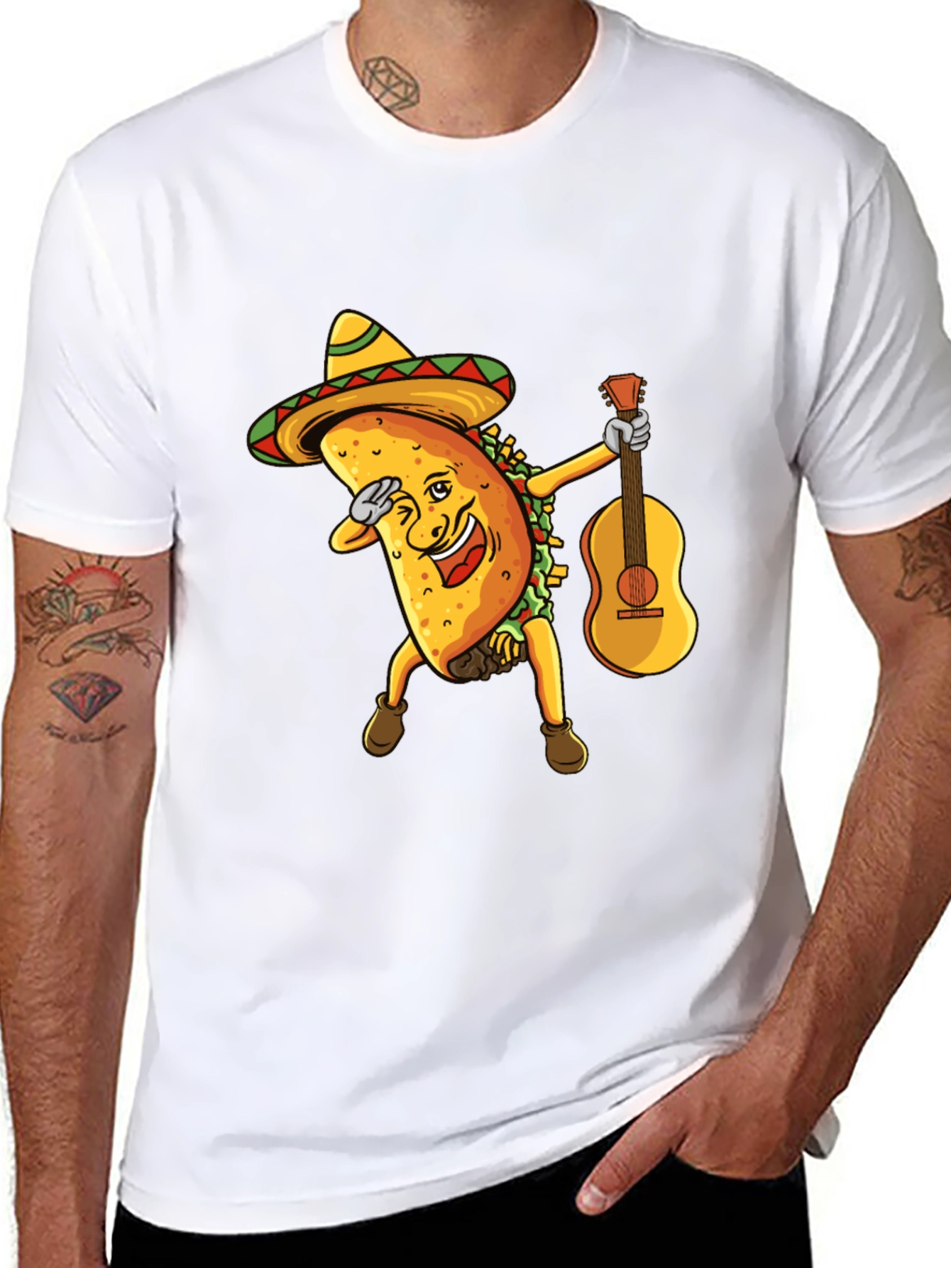Funny Taco Dabbing with Guitar Graphic Tee